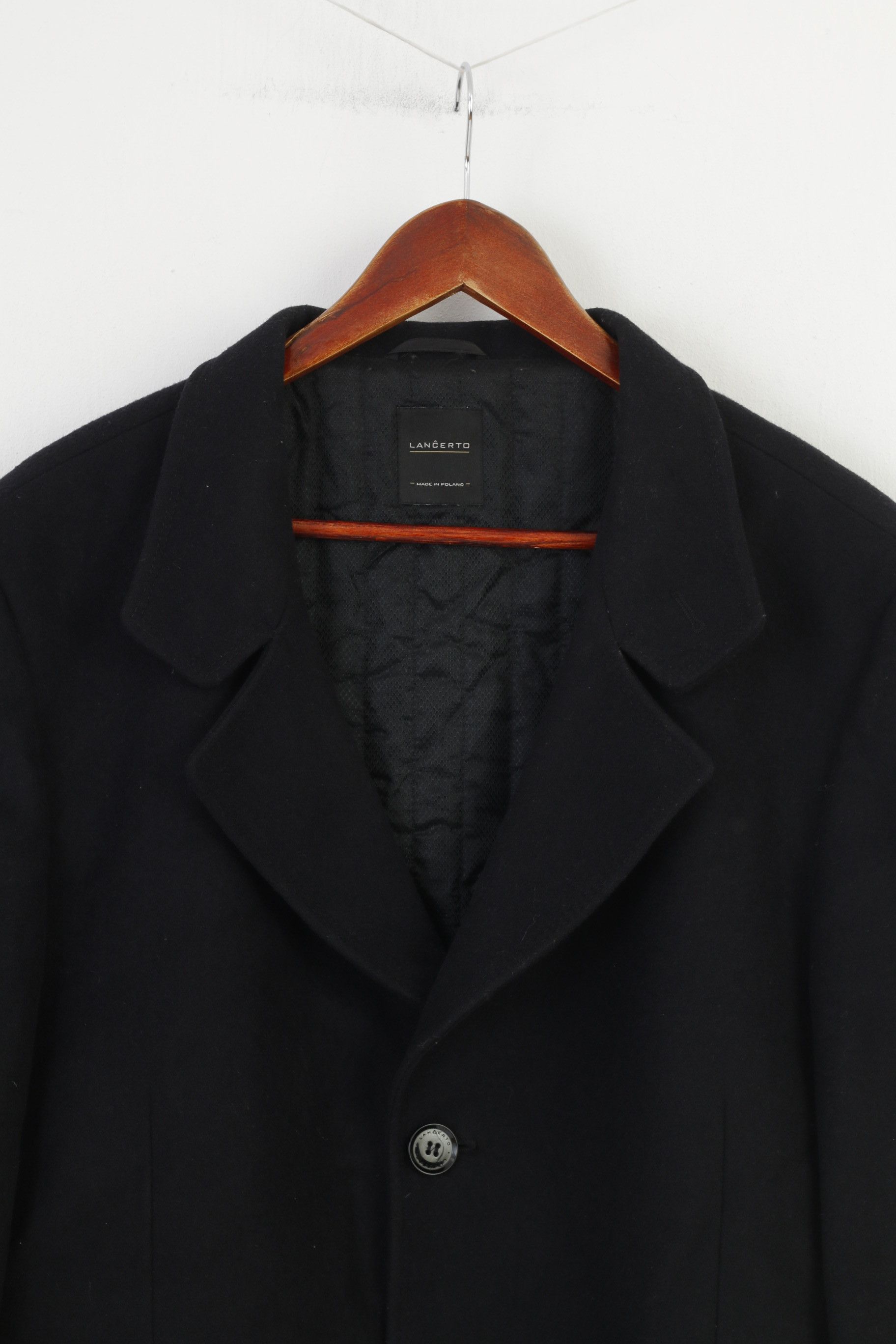 Vintage Lancerto Men 48 58 Blazer Wool Black Breasted 1567 Size 48R - 2 Thumbnail