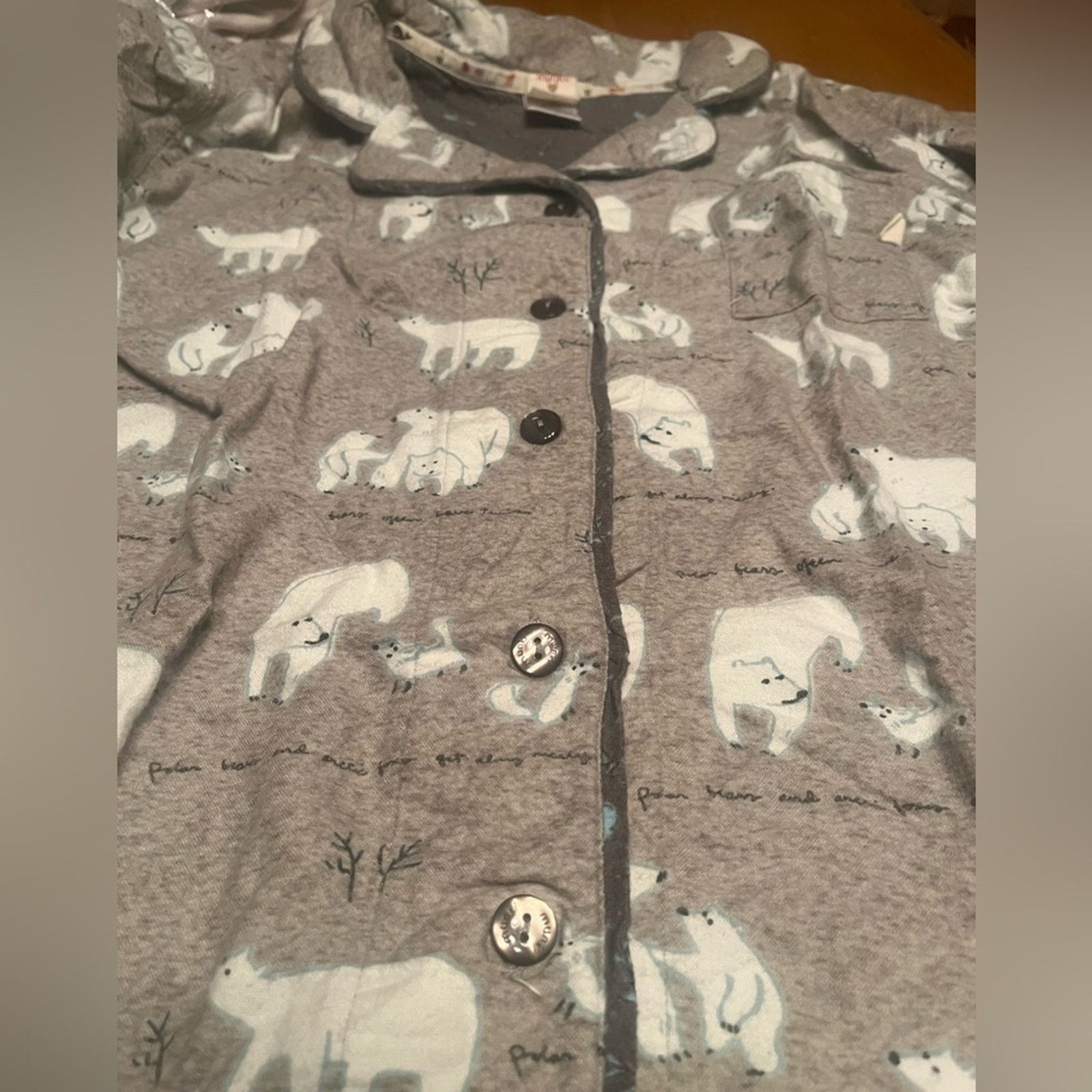 The Unbranded Brand MunkiMunki grey flannel polar bear print pajama set, size Lg Size L / US 10 / IT 46 - 3 Thumbnail