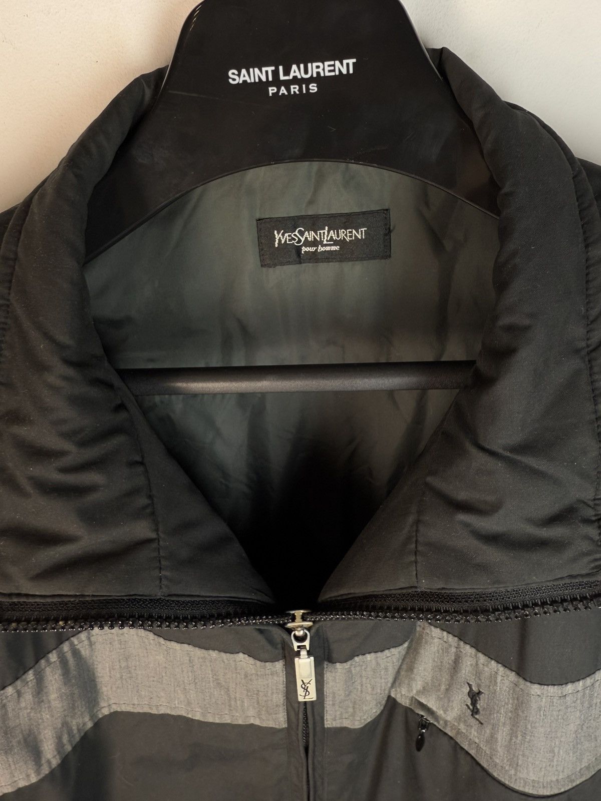 Warm YSL Jacket Black/Grey Autumn Bomber Vintage Luxury