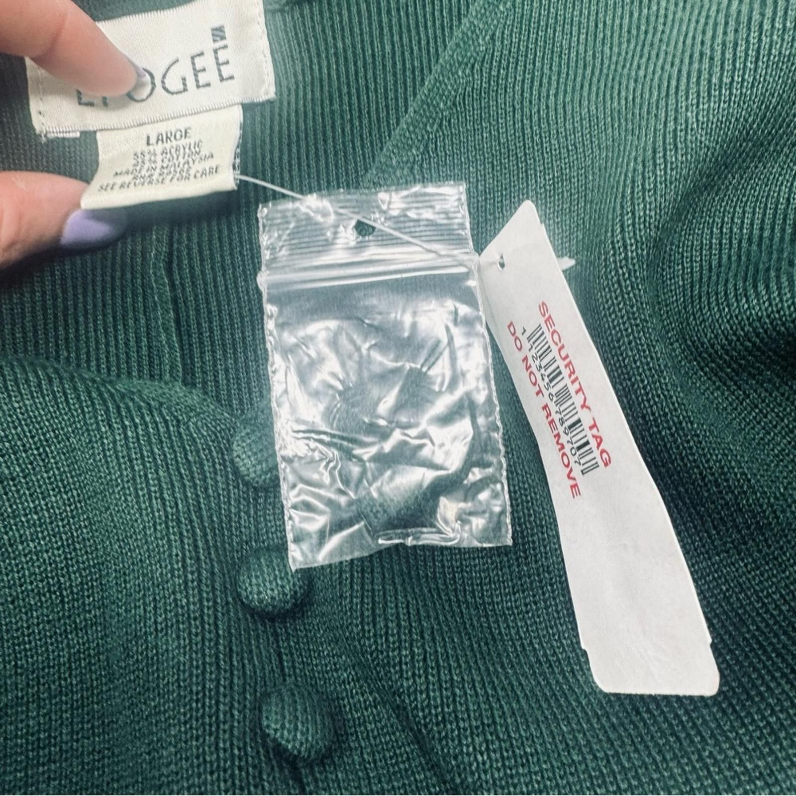 Designer NWT. EPOGEE. Women's Dark Green Button Blouse. Size Large. Size L / US 10 / IT 46 - 3 Thumbnail