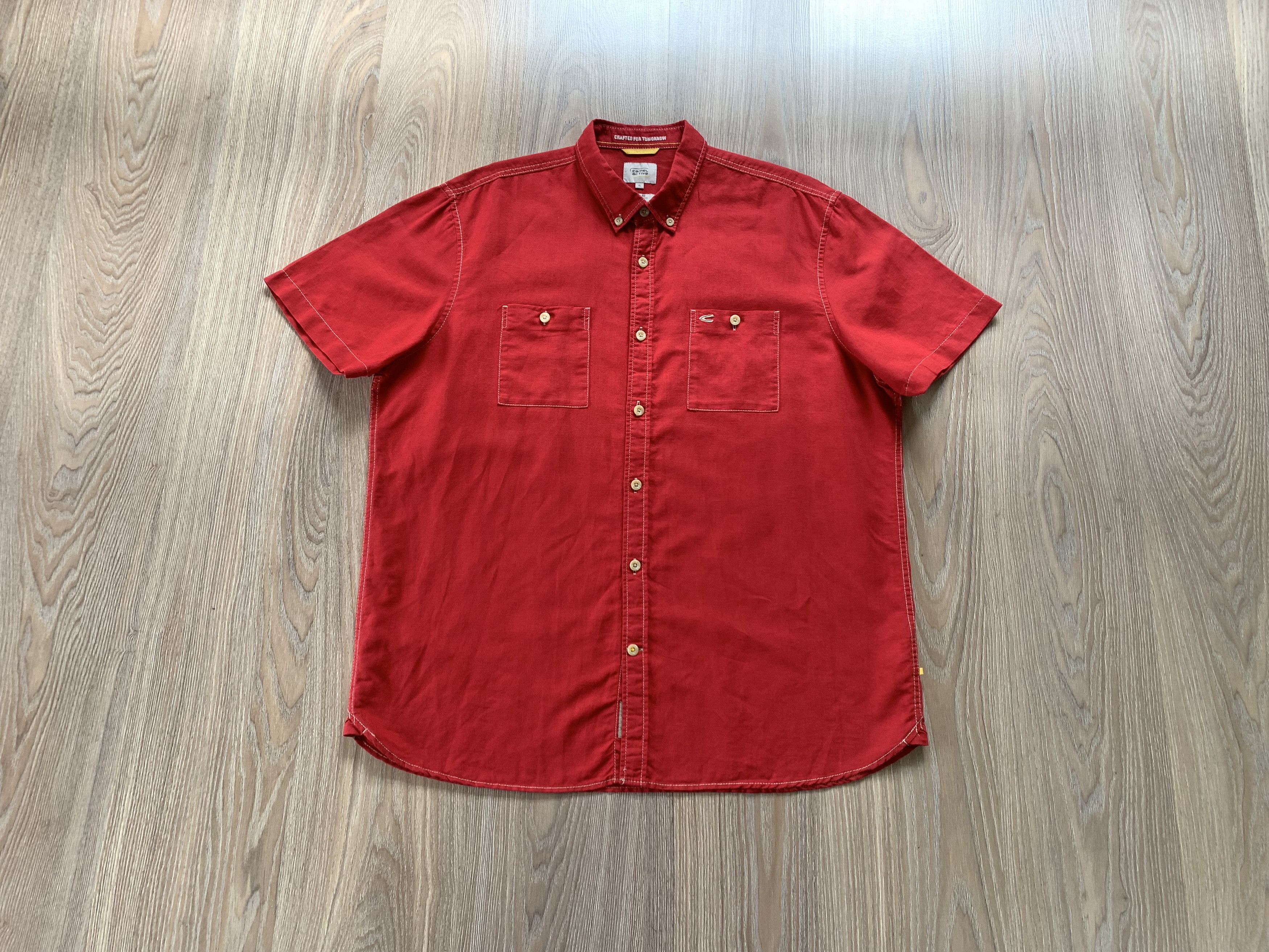 camel active Camel Active Linen Blend Regular Fit Red Button Up Shirt Size US XL / EU 56 / 4 - 1 Thumbnail