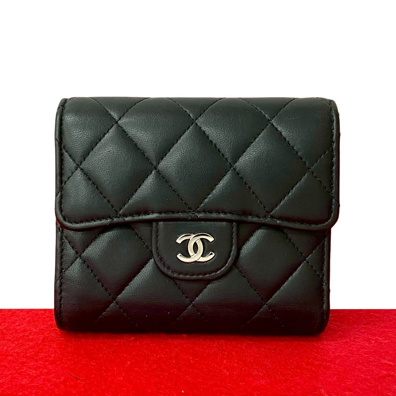 Chanel Chanel Matelassé Lambskin Wallet Leather Short Wallet DUTY FREE for USA