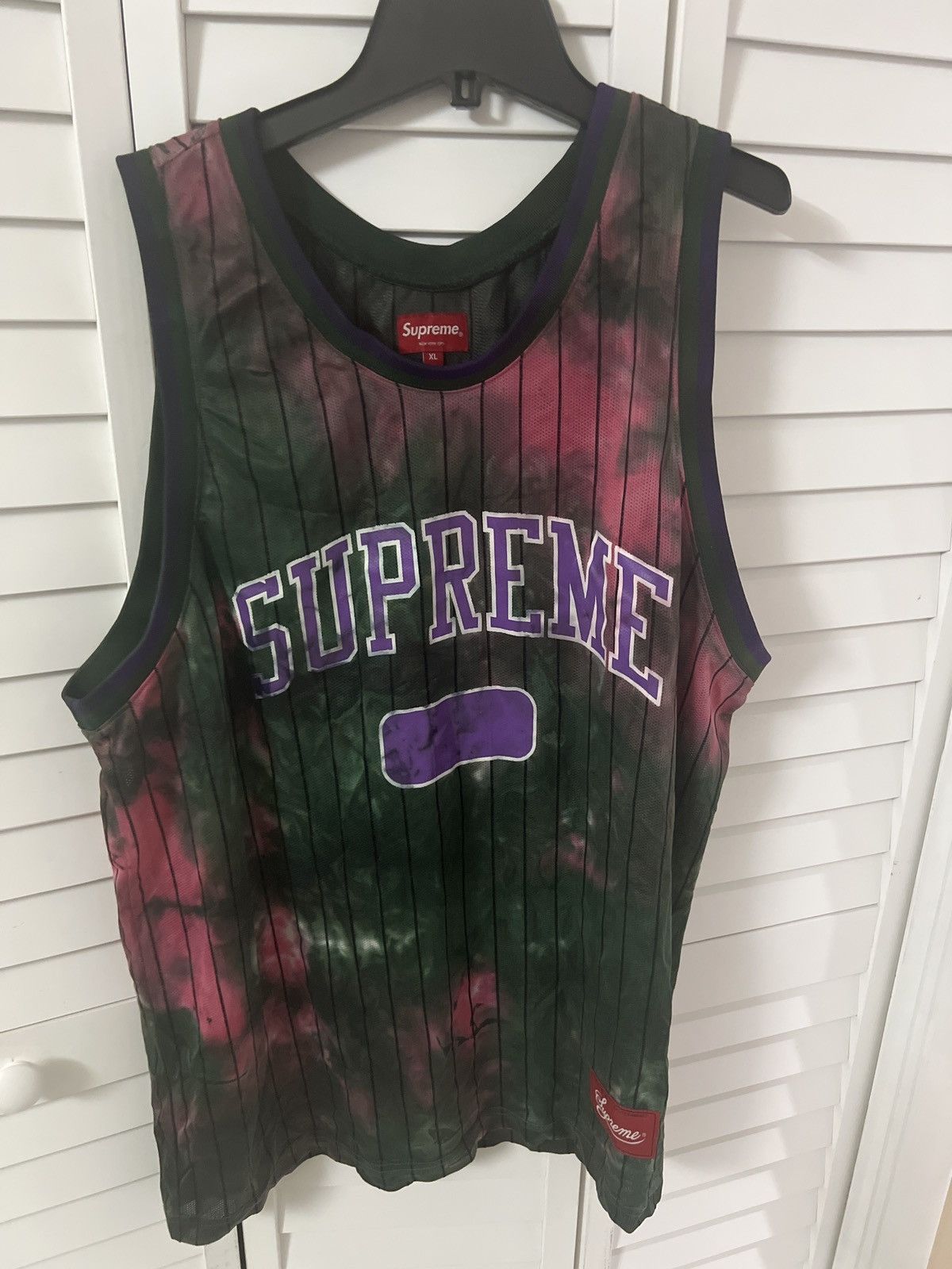 image of Supreme Green Pink Purple Basketball Jersey, Men's (Size XL)