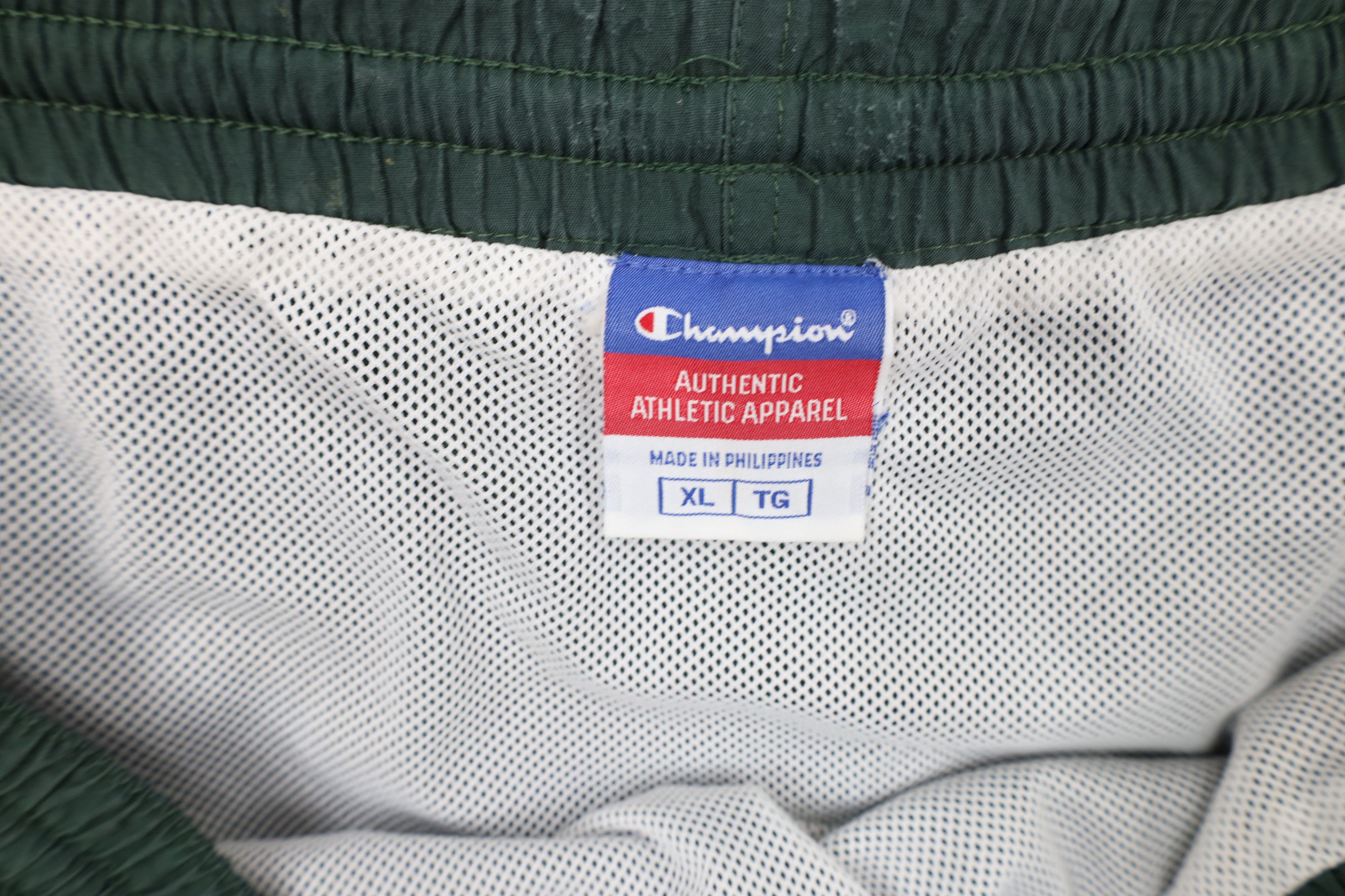 Champion × Vintage Vintage 90s Champion Spell Out Lined Shorts Baggies Green Size US 36 / EU 52 - 10 Thumbnail
