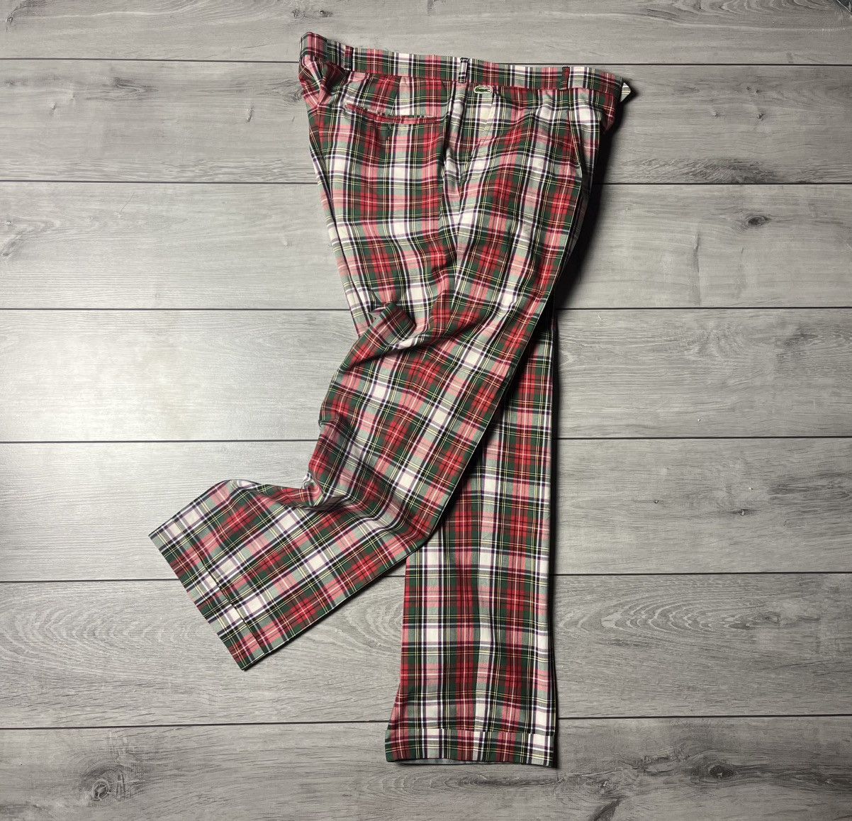 Lacoste Lacoste Pants Pleated Tartan Red Green trousers Made France Size US 36 / EU 52 - 1 Thumbnail