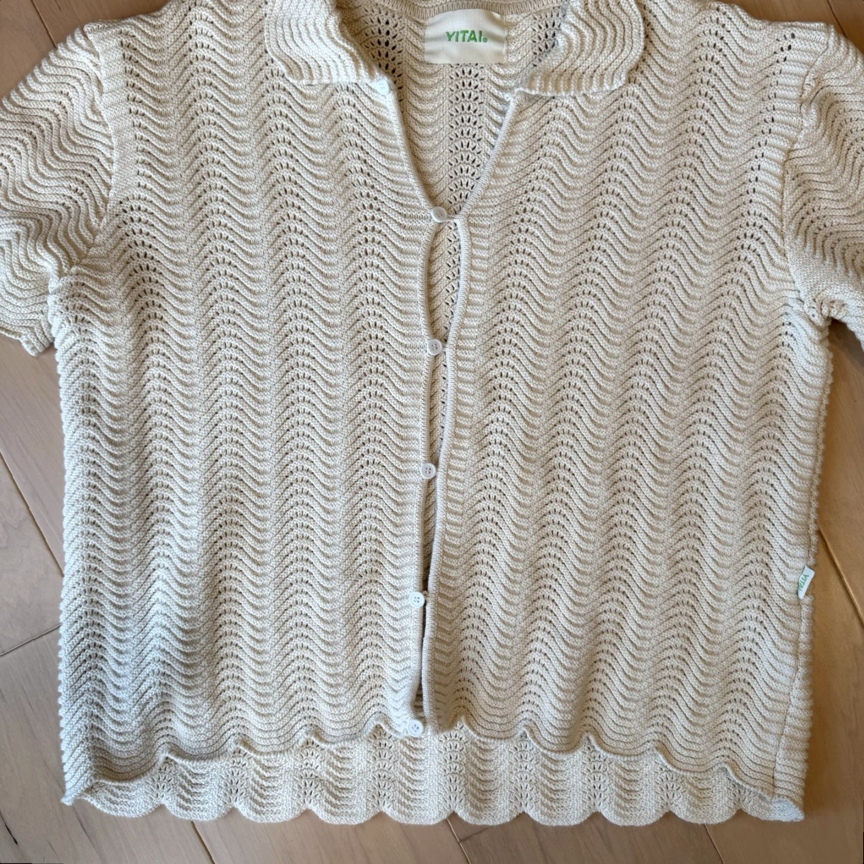 Vintage Yitai Shirt Medium Ivory Knit Button-Up Casual Size US M / EU 48-50 / 2 - 5 Thumbnail