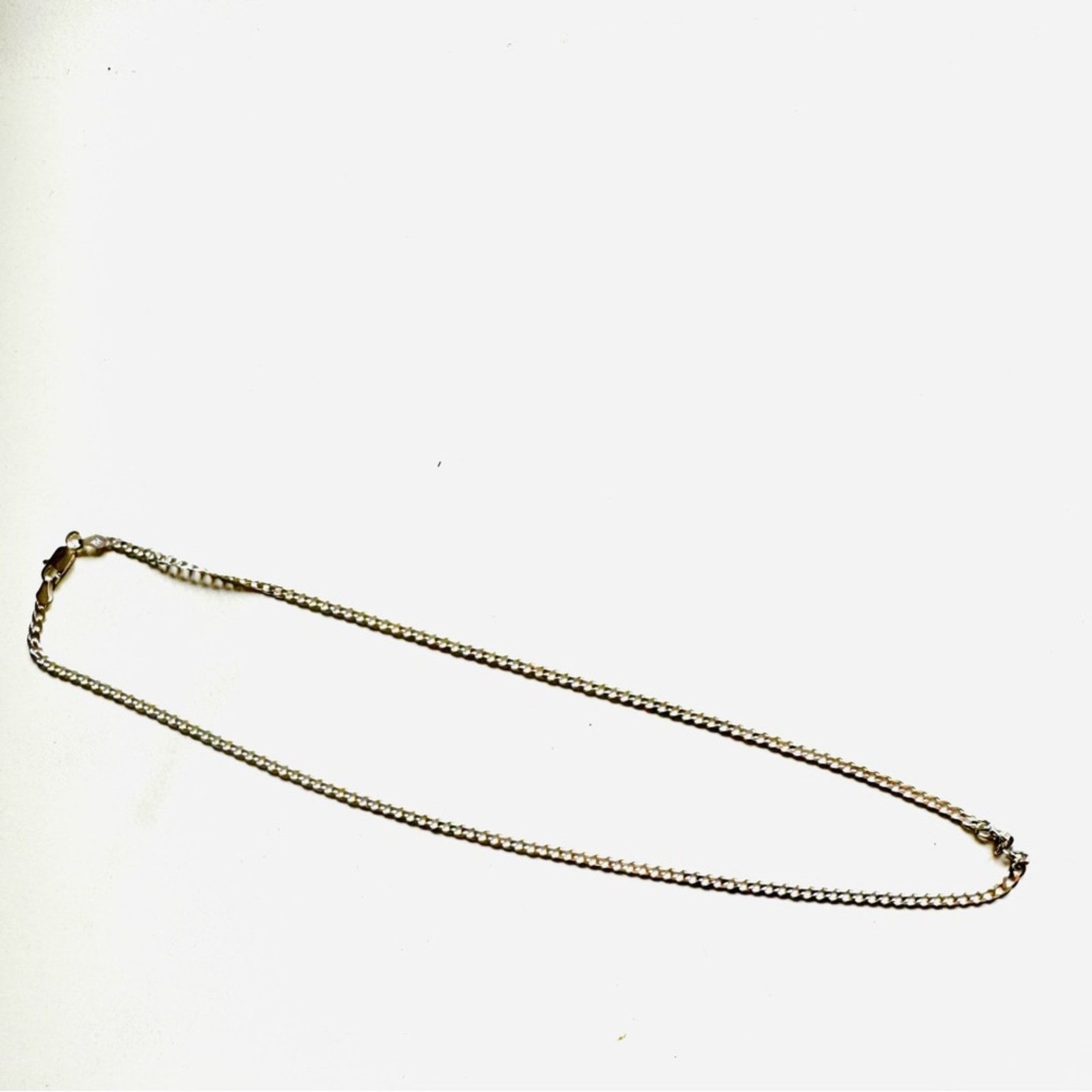 Sterling Silver NEW .925 Solid Silver 18” Chain Cuban Link Diamond Necklace Size ONE SIZE - 13 Thumbnail