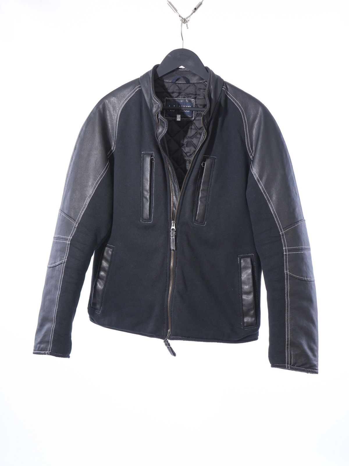 ジャケット・アウター vintage armani jeans lether jacket Armani Jeans Faux Leather Jacket Mens Vegan Coat Sz M