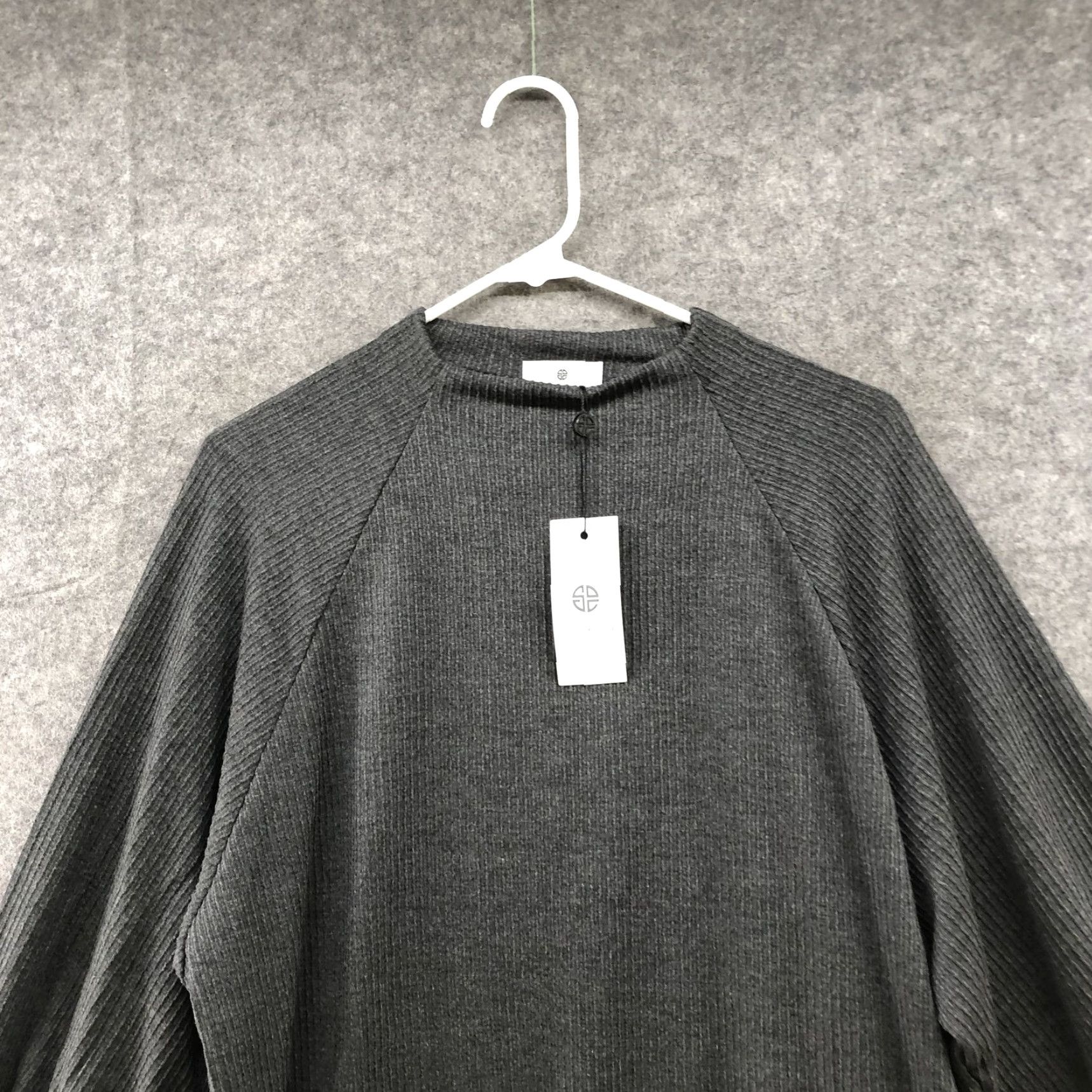 Vintage VINTAGE? No — Socialite High Neck Tunic Top Womens XL Gray Rib Knit Balloon Sleeve Shirt Size XL / US 12-14 / IT 48-50 - 3 Thumbnail