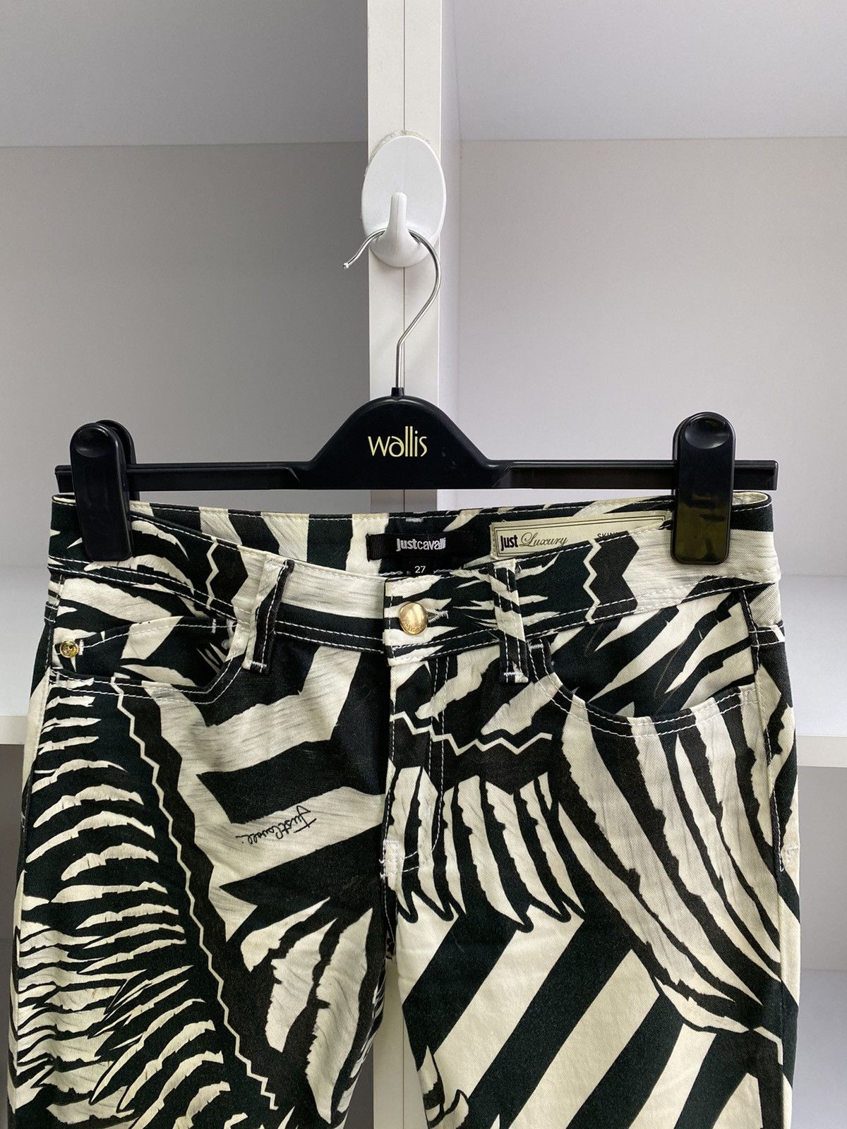 Just Cavalli × Vintage Vintage Just Cavalli Black/White Printed women’s pants Size 27" / US 4 / IT 40 - 10 Thumbnail