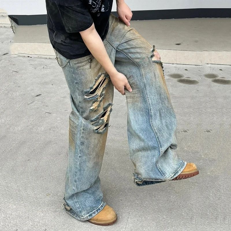 Vintage Dirty Knee Hole Distressed Jeans Size US 35 - 3 Thumbnail