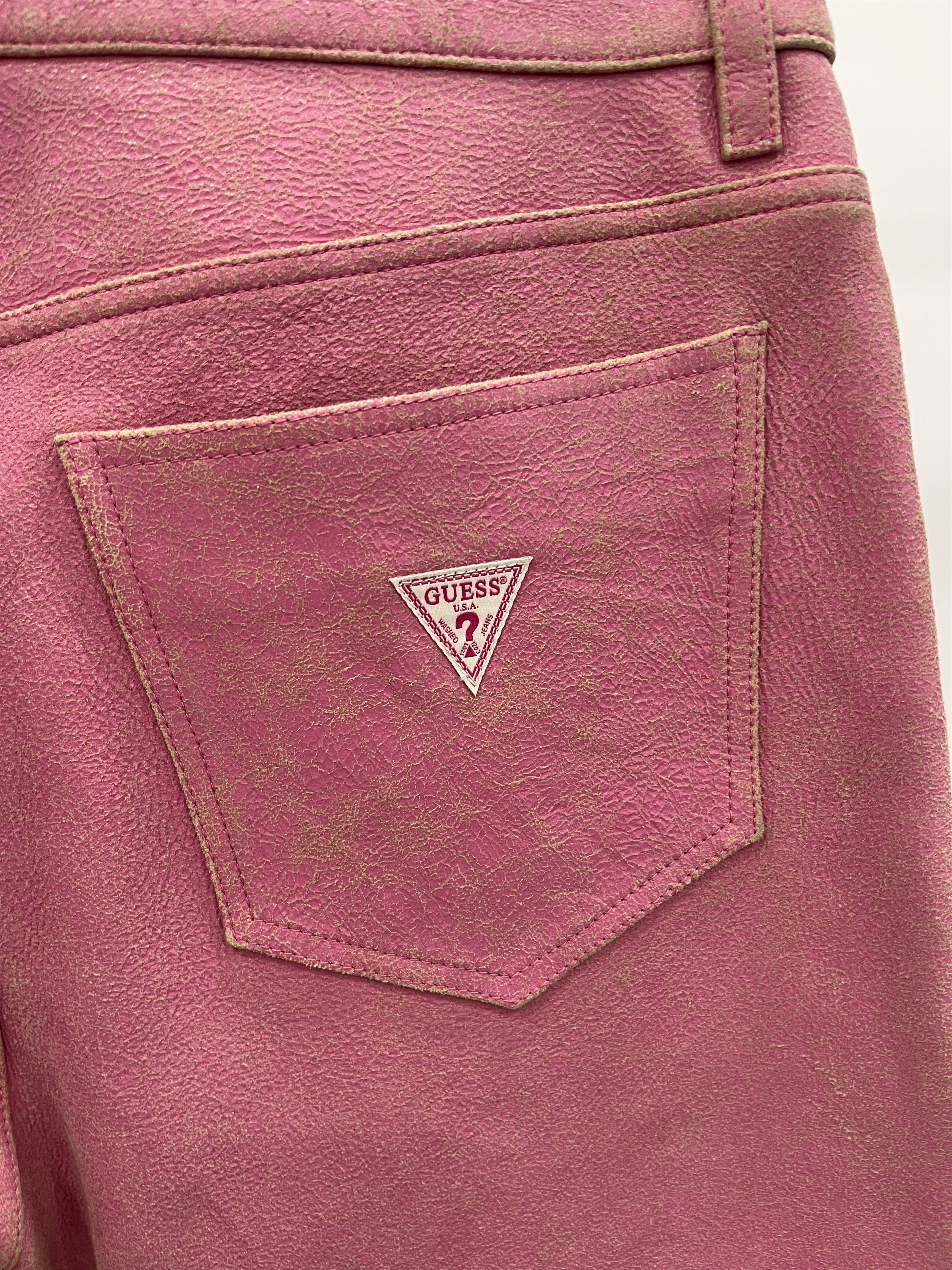 Guess GUESS USA Pink Cracked Leather Pants Size US 32 / EU 48 - 6 Thumbnail