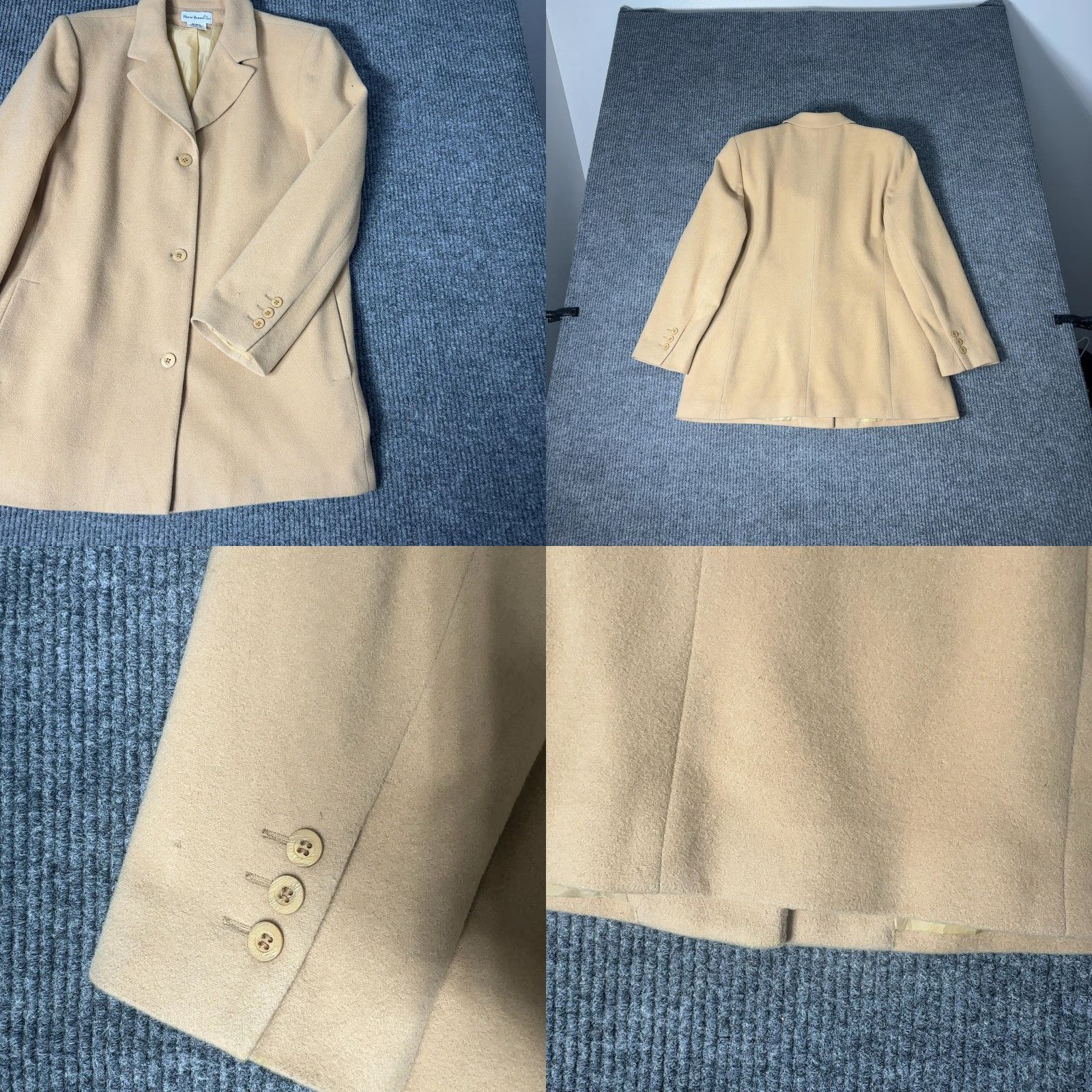 Vintage Harve Benard Sport Blazer Womens 16W Tan Wool Cashmere Button Longline Jacket Coat Size XXL / US 16-18 / IT 52-54 - 8 Thumbnail
