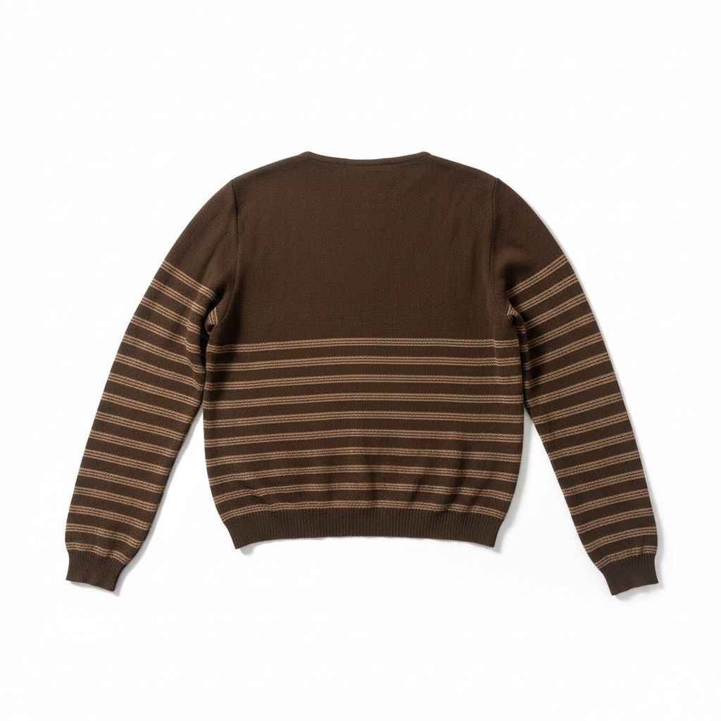 Fendi NWT Fendi Maglia Brown Merino Wool Striped Sweater Sz IT 44 Size M / US 6-8 / IT 42-44 - 3 Thumbnail