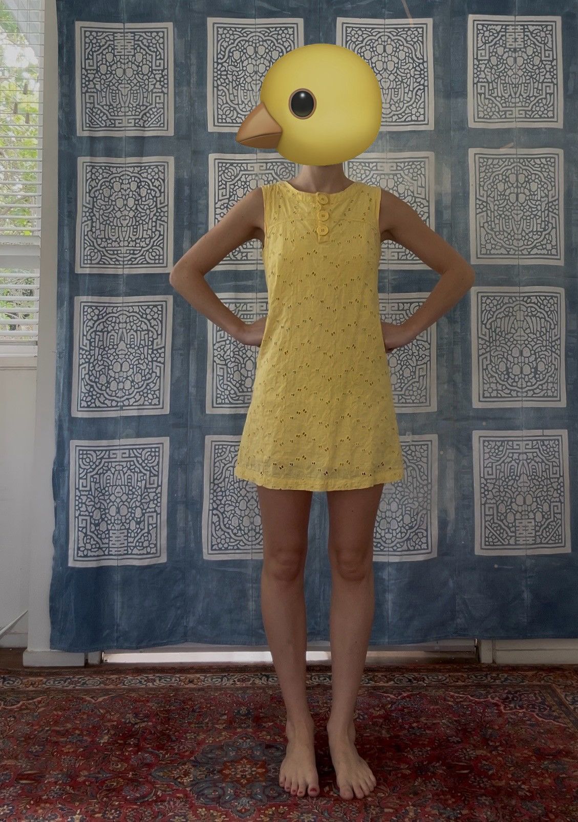 Vintage 60s Mod Yellow Cotton Mini Dress – Size S Size M / US 6-8 / IT 42-44 - 2 Thumbnail