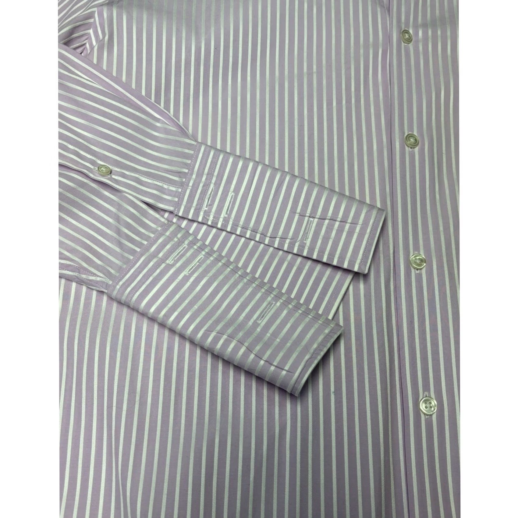 Hugo Boss VINTAGE Hugo Boss Mens Dress Shirt Striped 17 32/33 Purple White Stripe 100% Cotton Long Sleeve Button Cuffs N/A Size US XL / EU 56 / 4 - 3 Thumbnail