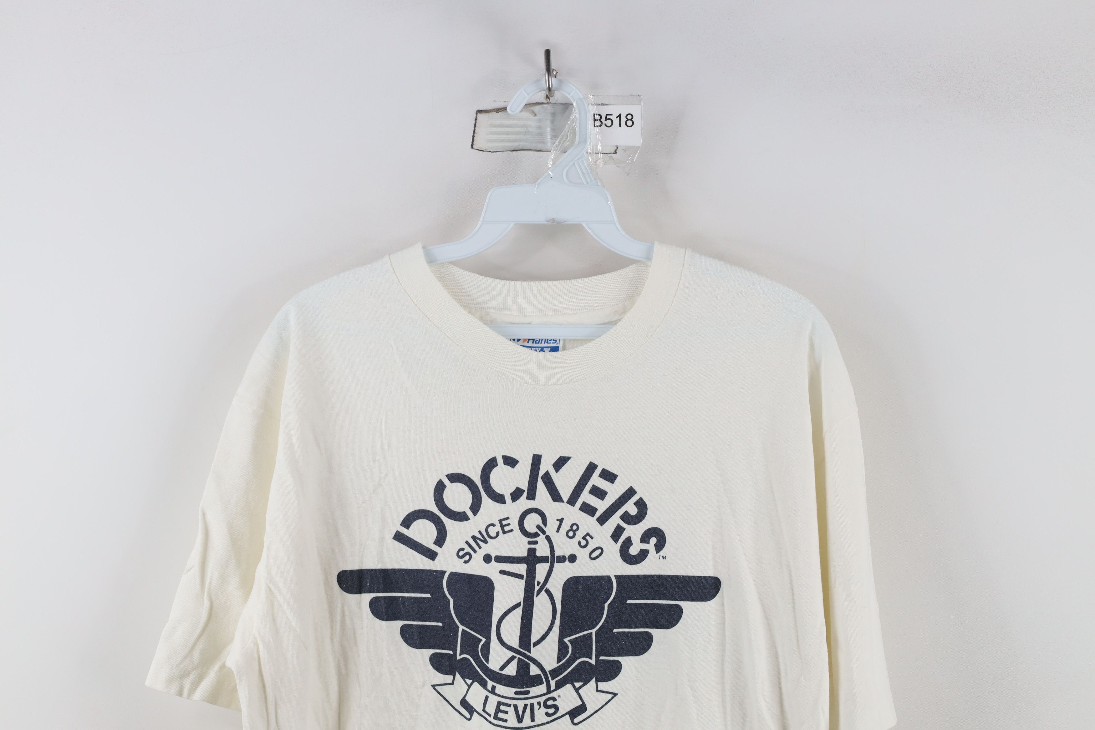 Vintage Vintage 80s 90s Dockers x Levis Big Logo T-Shirt White USA Size US L / EU 52-54 / 3 - 2 Thumbnail