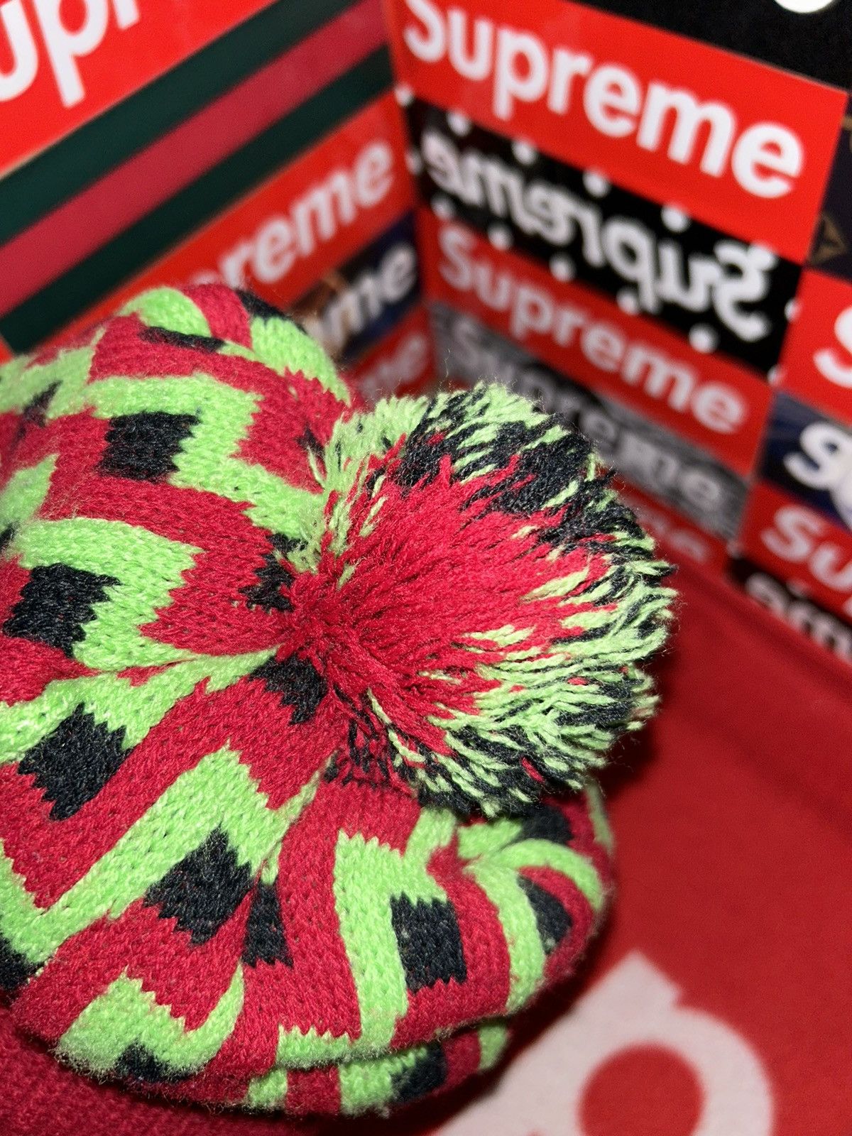 Supreme Supreme Geometric Pattern Winter Knit Beanie RARE VINTAGE Size ONE SIZE - 4 Thumbnail