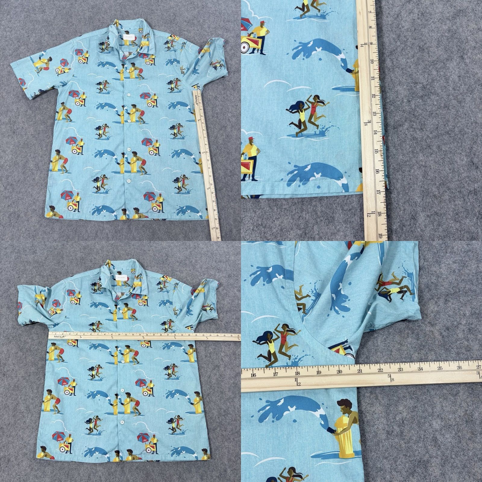 Aime Leon Dore Aime Leon Dore Hawaiian Party Casual Button-Up Shirt Mens Medium Blue Graphic Print Short Sleeve Shirt Size US M / EU 48-50 / 2 - 8 Thumbnail