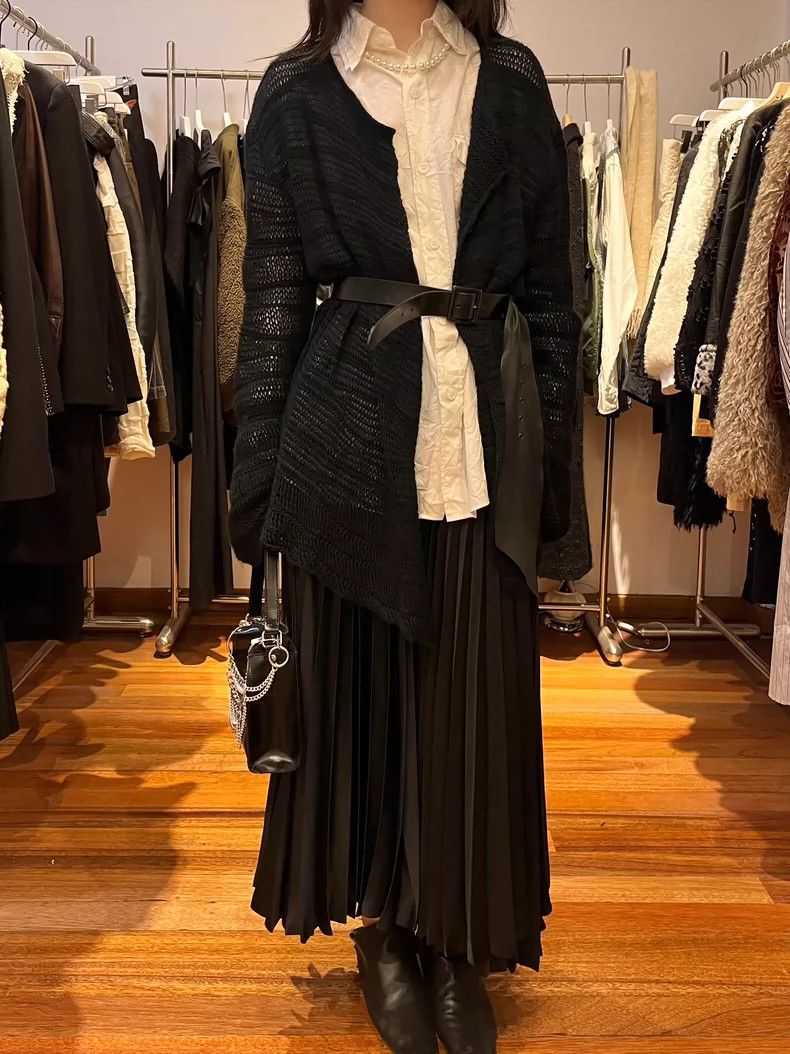 Yohji Yamamoto Yohji Yamamoto Textured knit cut-out cardigan sweater 2506- Size US L / EU 52-54 / 3 - 1 Thumbnail