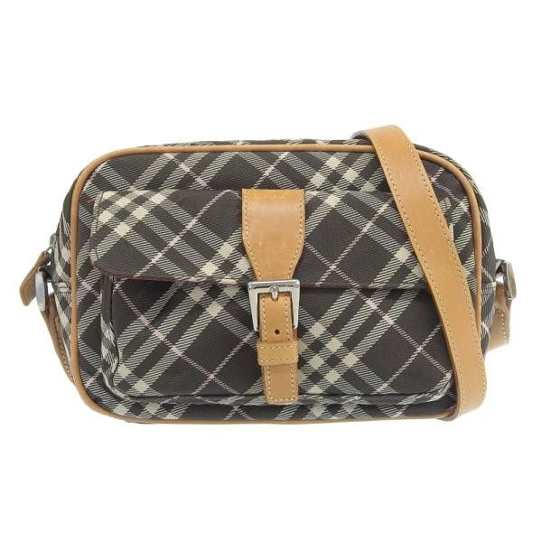 image of Burberry Check Canvas Crossbody Bag in Brown, Women's