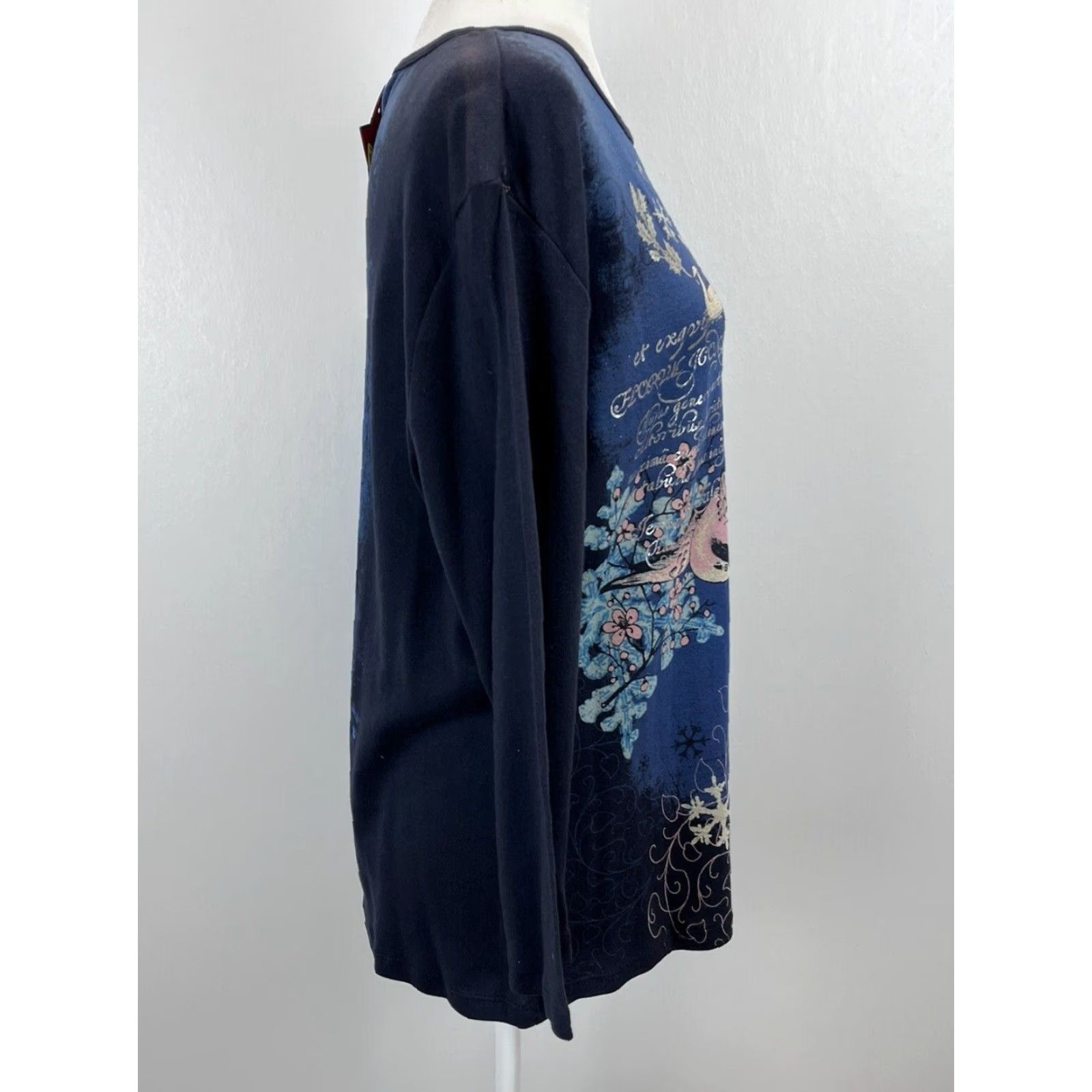 Vintage VINTAGE Merry & Bright Christmas Long Sleeve Shirt Women's XL Blue Size XL / US 12-14 / IT 48-50 - 4 Thumbnail