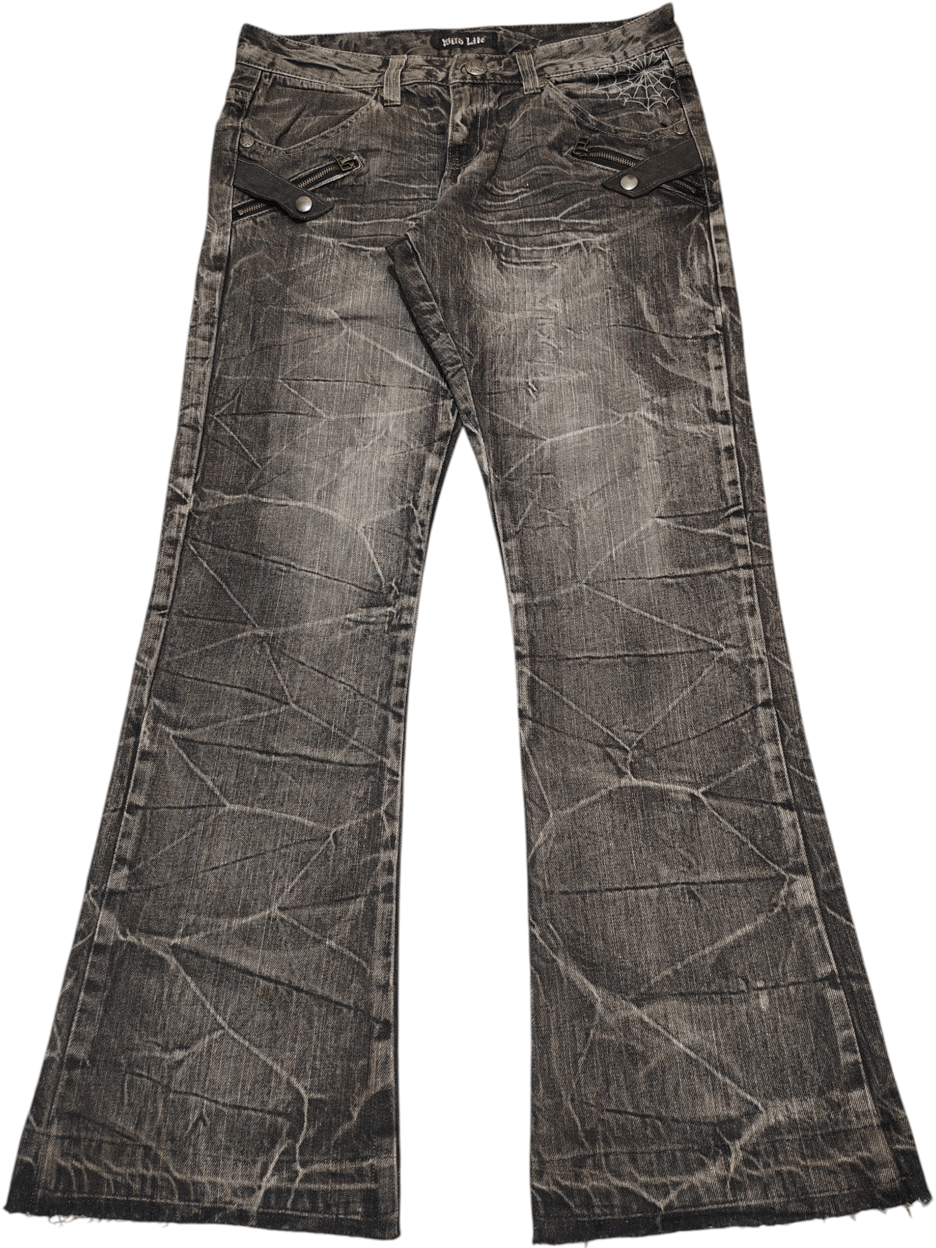 Le Grande Bleu (L.G.B.) Japanese Wild Life Skull Bones Whiskered Flared Jeans Size US 32 / EU 48 - 1 Thumbnail