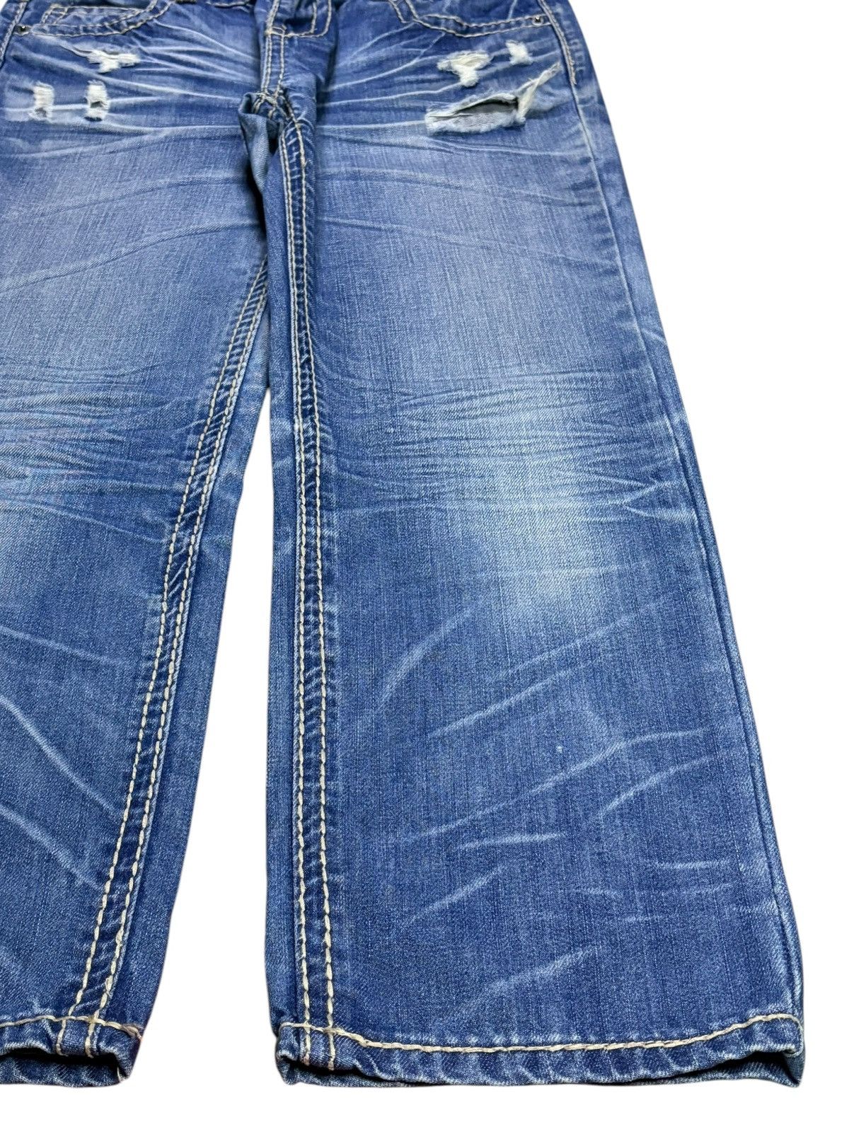 Japanese Brand Vintage Japanese Brand Blue Wash Distressed Ripped Jeans Size US 30 / EU 46 - 7 Thumbnail