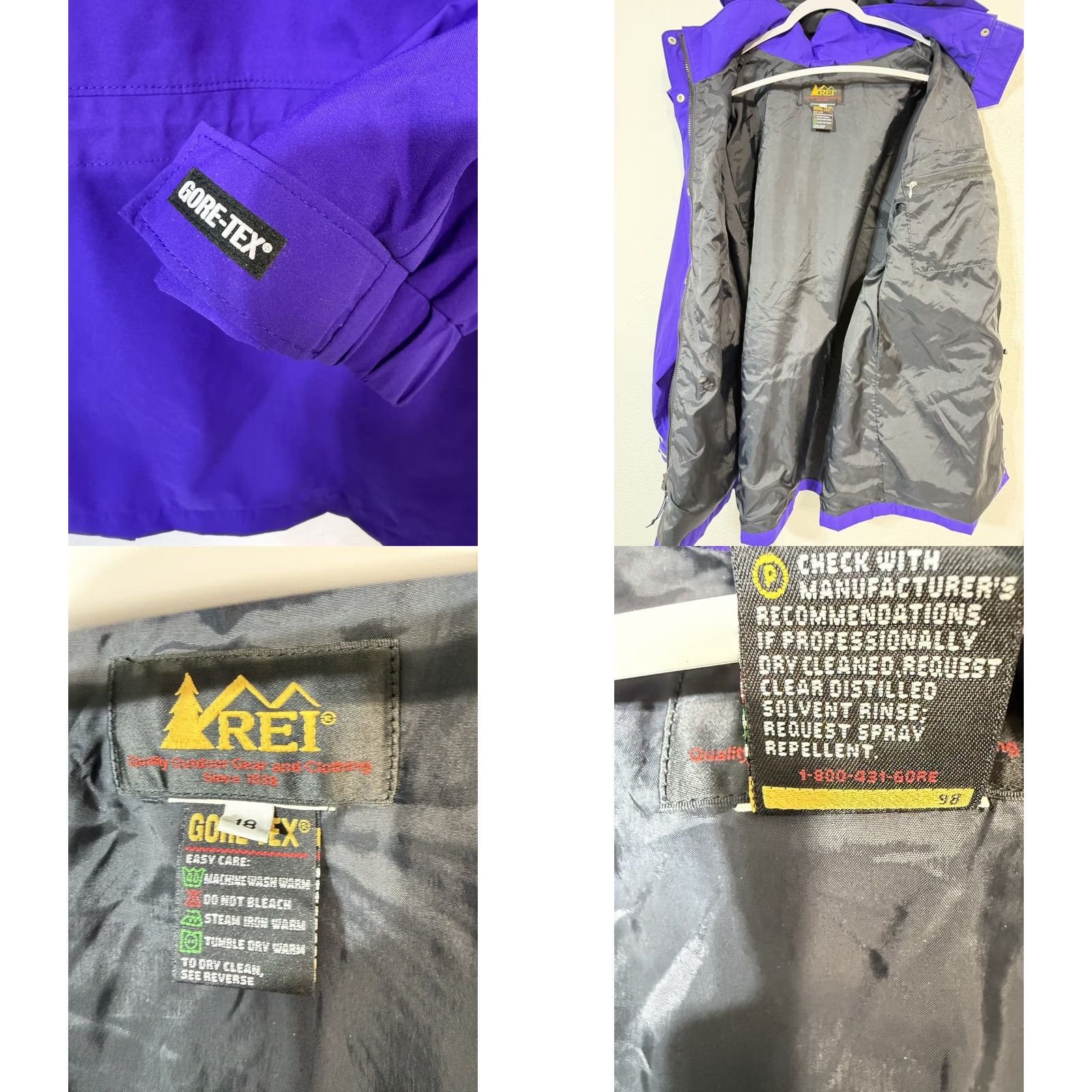 Vintage REI Jacket Women's Sz 18 Goretex Hooded Parka Purple Jacket Womens Parka 90s Style Full Zip Hooded Gortex Softshell Casual Jacket Size XXL / US 16-18 / IT 52-54 - 8 Thumbnail