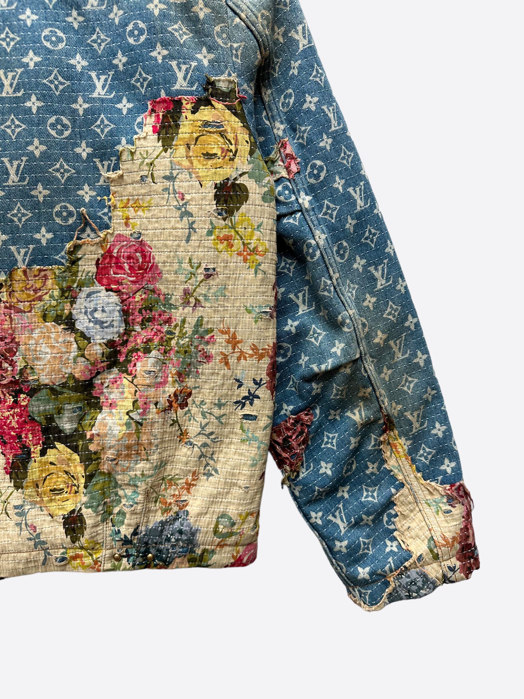 Louis Vuitton Louis Vuitton Blue Monogram Distressed Floral Jacket Size US XL / EU 56 / 4 - 4 Thumbnail