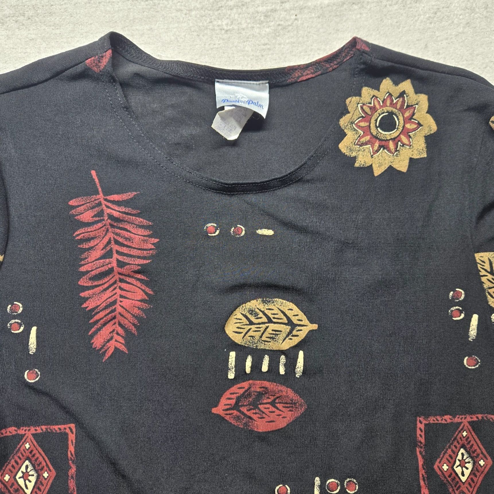 Vintage VINTAGE Pacific Palm Shirt Blouse Adult Women M Black Short Sleeve Pullover Casual Tunic Size M Regualr Fit Christmas Palm Theme 90s Size M / US 6-8 / IT 42-44 - 2 Thumbnail