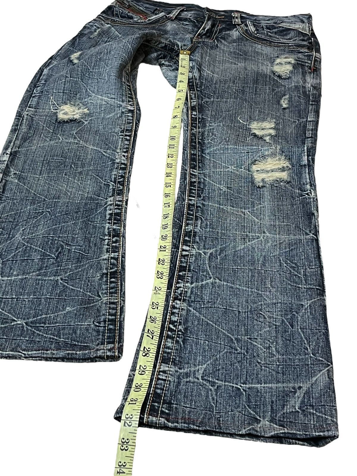 semanticdesign SICK🔥VINTAGE SEMANTIC DESIGN JAPAN DISTRESSED FLARED JEANS Size US 31 - 16 Thumbnail