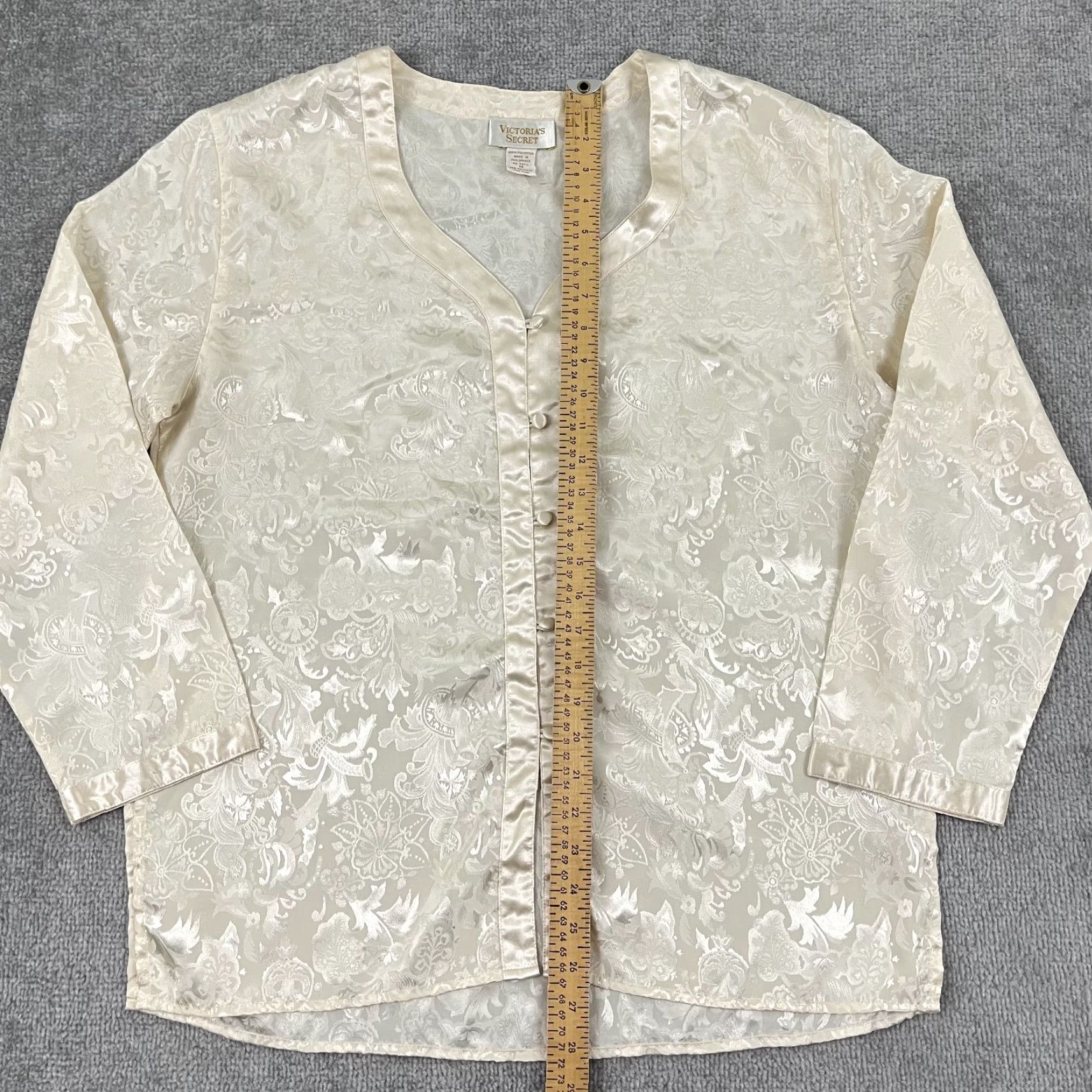 Victoria's Secret VINTAGE VICTORIA'S SECRET Shirt Women Medium Ivory Gold Label Floral Pajama Sleep Top Size M / US 6-8 / IT 42-44 - 3 Thumbnail