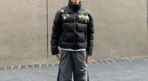 Other Black Puffer Jacket with Floral Design Size US M / EU 48-50 / 2 - 2 Thumbnail