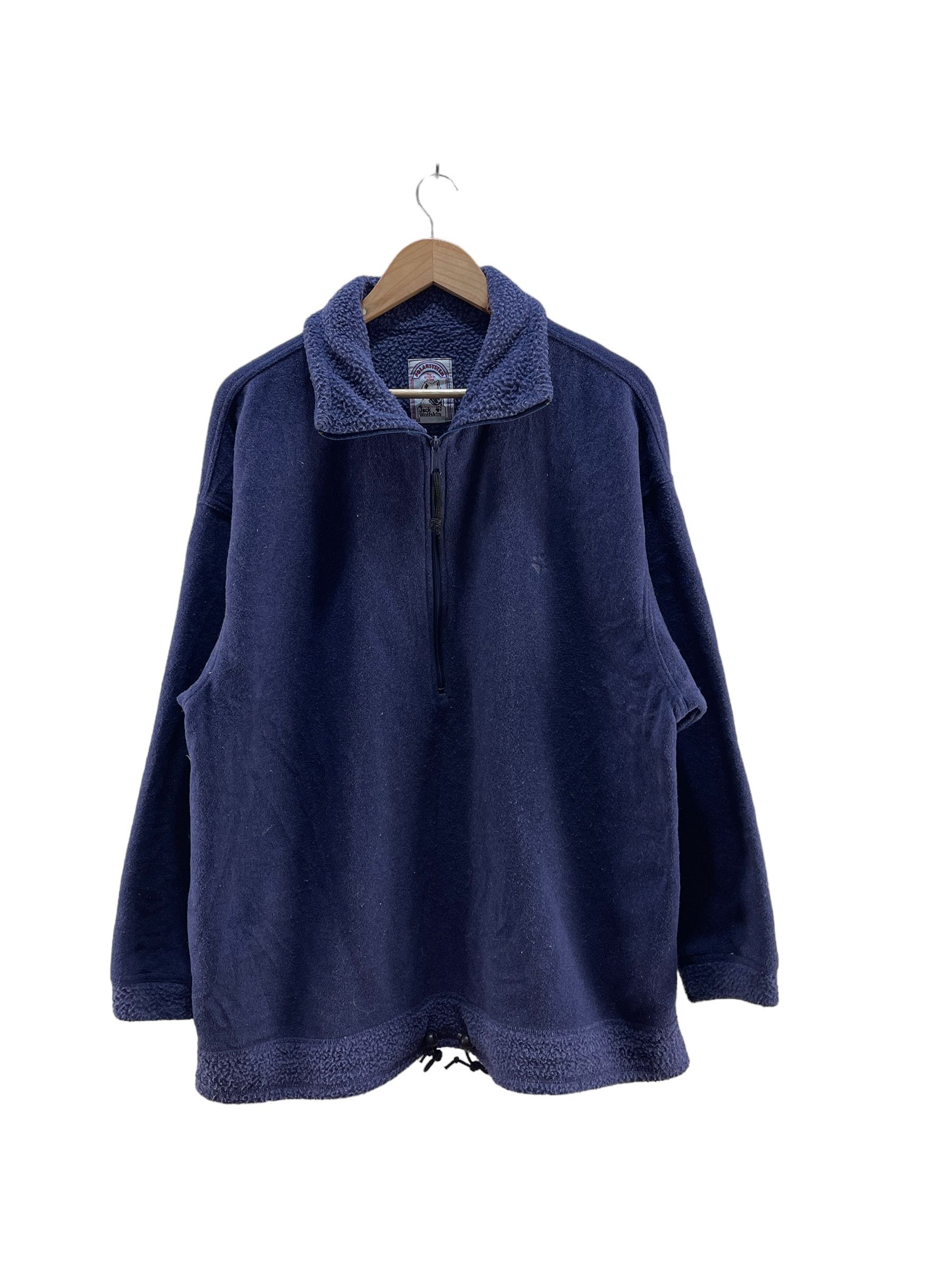 image of Vintage Jack Wolfskins Polartec Fleece Anorak Jacket in Blue, Men's (Size Large)