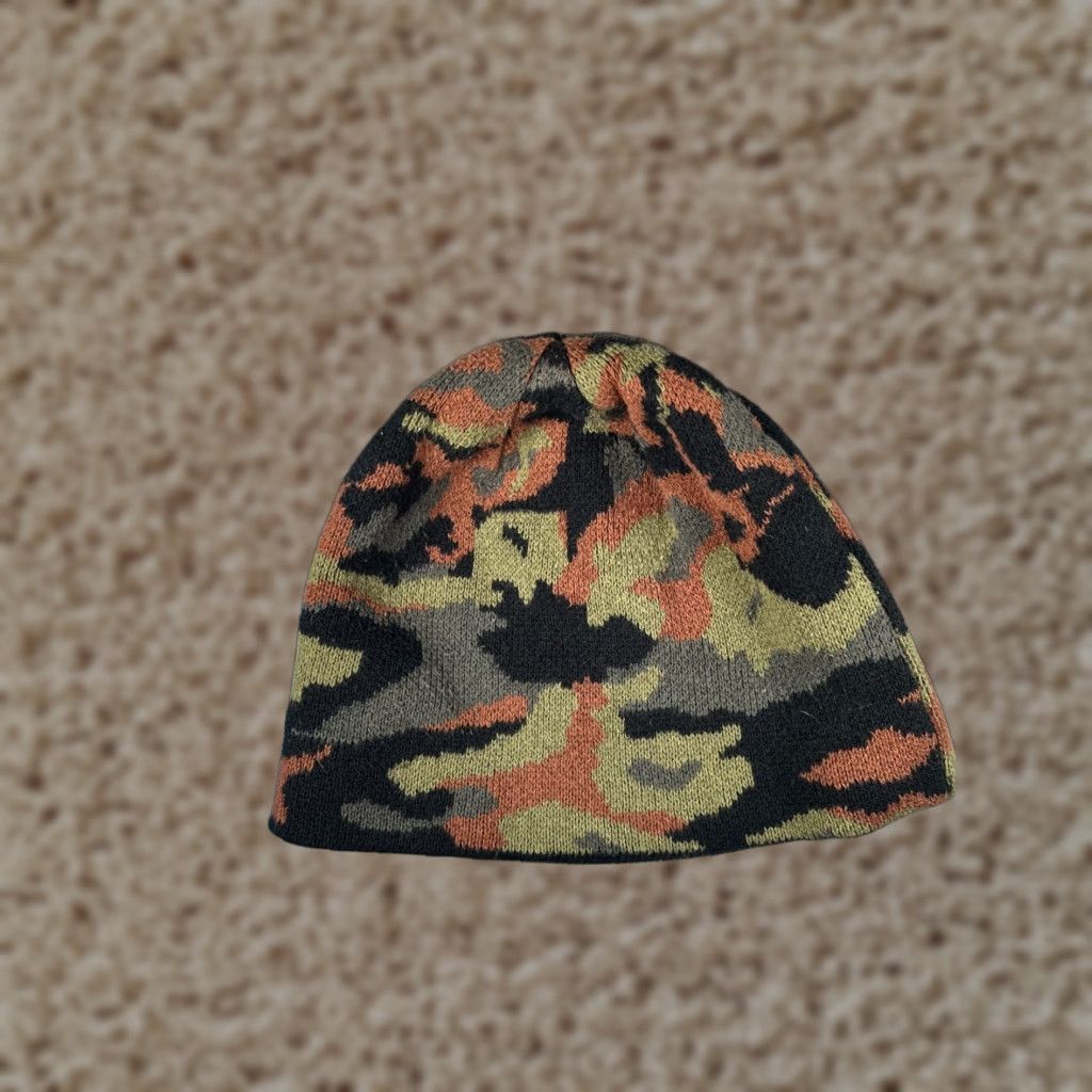 Vintage Beanie Toque Adult One Size Green Brown Black Camo Knit Acrylic Ski Snow Skate Size ONE SIZE - 1 Thumbnail