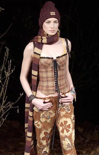 Dolce & Gabbana Dolce & Gabbana FW 2002 Wool Brown Tartan Runway Corset Size S / US 4 / IT 40 - 1 Thumbnail
