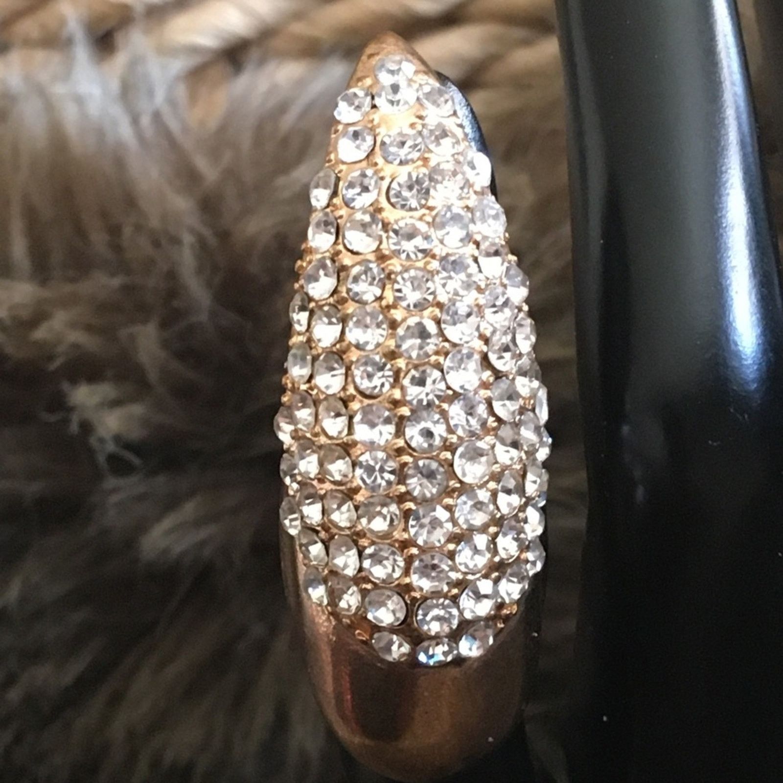 Jewelry Rhinestone covered gold tone claw fingertip ring Size ONE SIZE - 5 Thumbnail