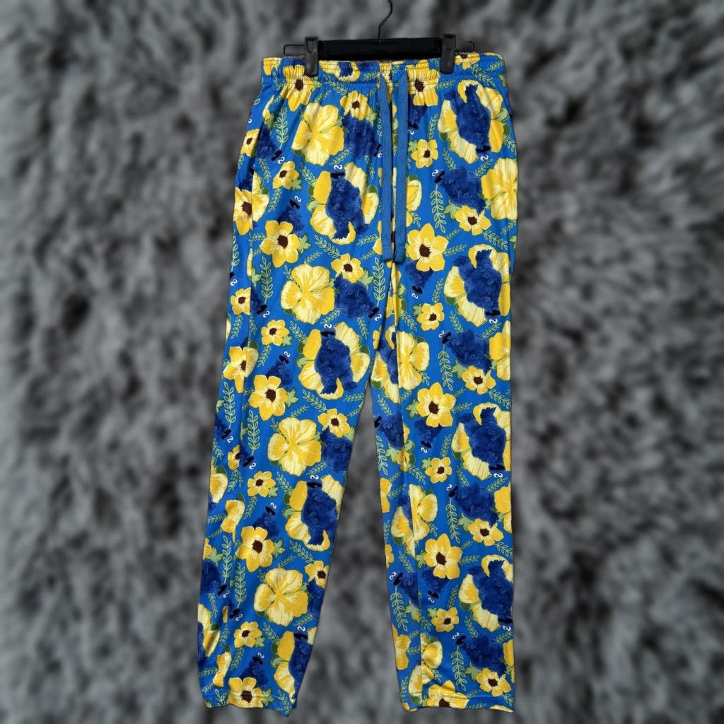 Vintage Sesame Street Pajama Pants Men S Cookie Monster Floral Sleep Lounge Shirt Size US 29 - 1 Thumbnail