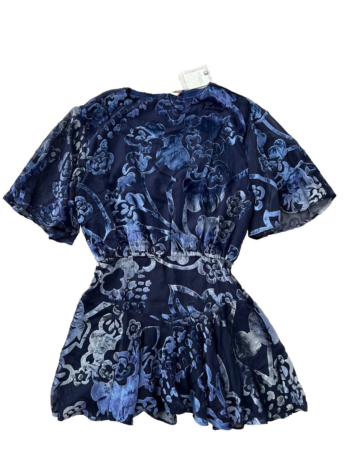 Free People Free People Manuka Burnout Velvet Mini Dress in Navy ( XS ) Size XS / US 0-2 / IT 36-38 - 4 Thumbnail
