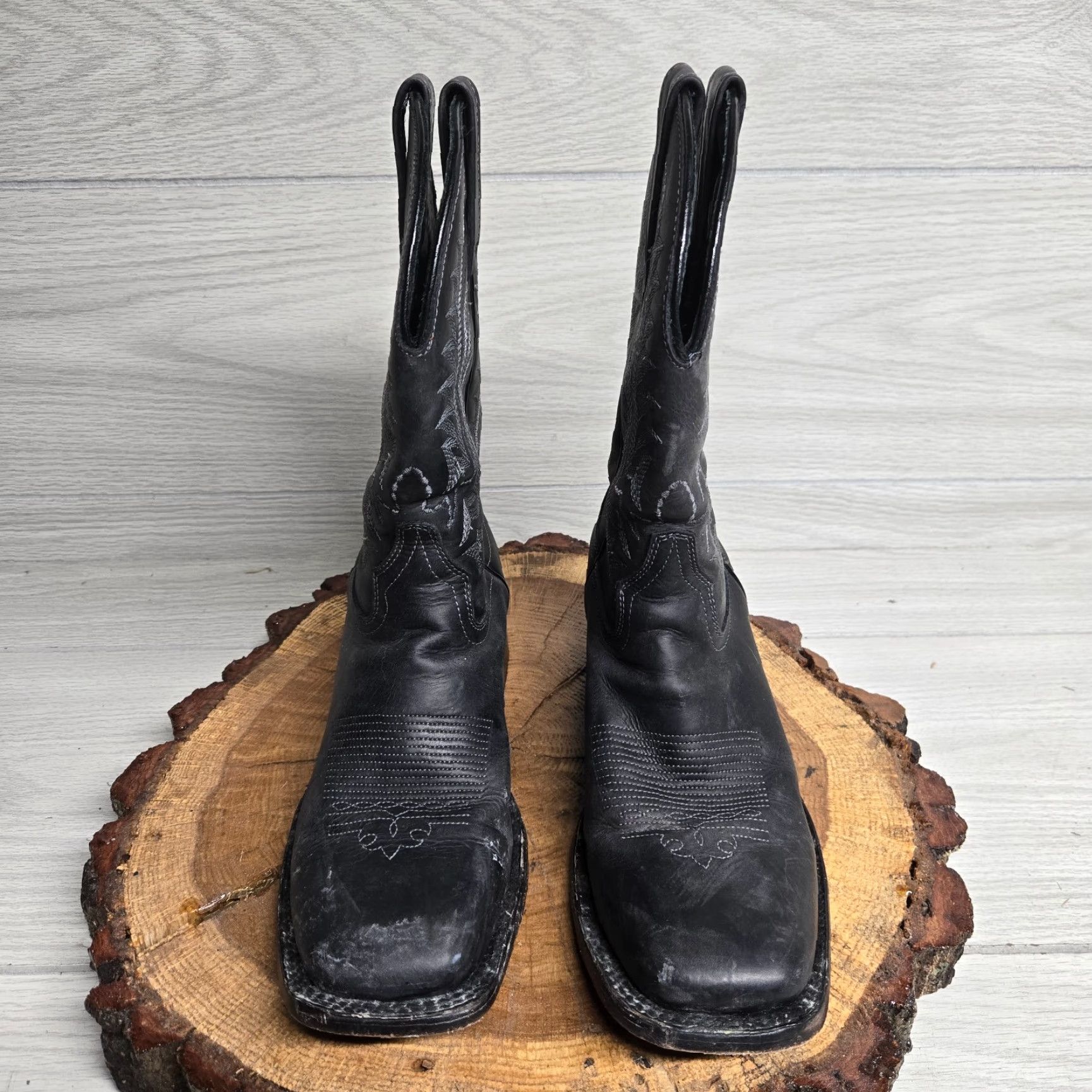 Vintage Vintage J.B. Dillon Cowboy Boots Women’s Size 8.5 Leather Square Toe Western Mid-Calf Black Size US 5 / IT 35 - 3 Thumbnail
