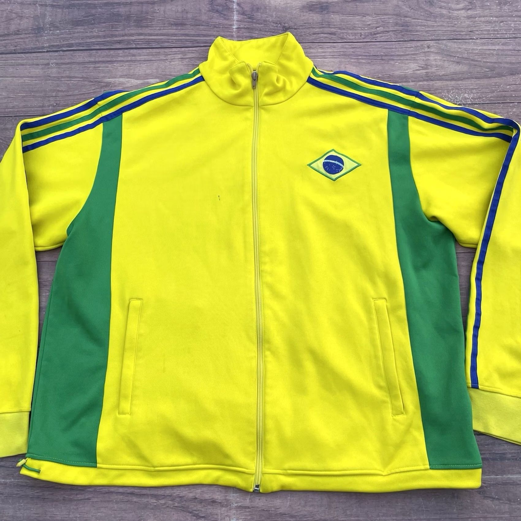 Adidas Adidas Yellow Track Jacket Mens 2XL Brazil National Team 2006 World Cup Soccer Size US XXL / EU 58 / 5 - 3 Thumbnail