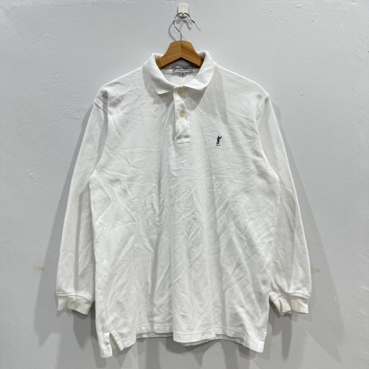 Vintage Yves Saint Laurent Pour Homme Collar Tee Size US M / EU 48-50 / 2 - 1 Thumbnail