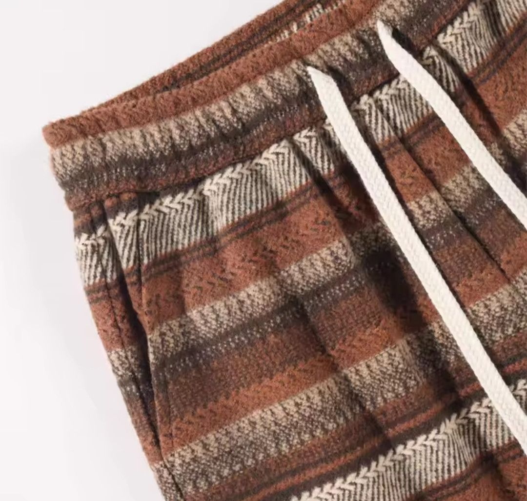 Japanese Brand × Vintage Hip Hop Striped Vintage Fashion Sweatpants Drawstring Size US 39 - 3 Thumbnail