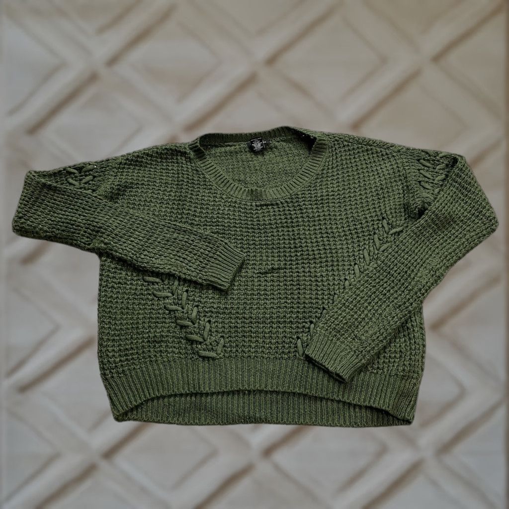 Vintage Rue 21 Acrylic Pullover Sweater Womens Small Moss Green Chunky Knit Round Neck Pullover Knit Solid Green Women's Sweater Size S Regular (Fall, Winter) Size S / US 4 / IT 40 - 1 Thumbnail