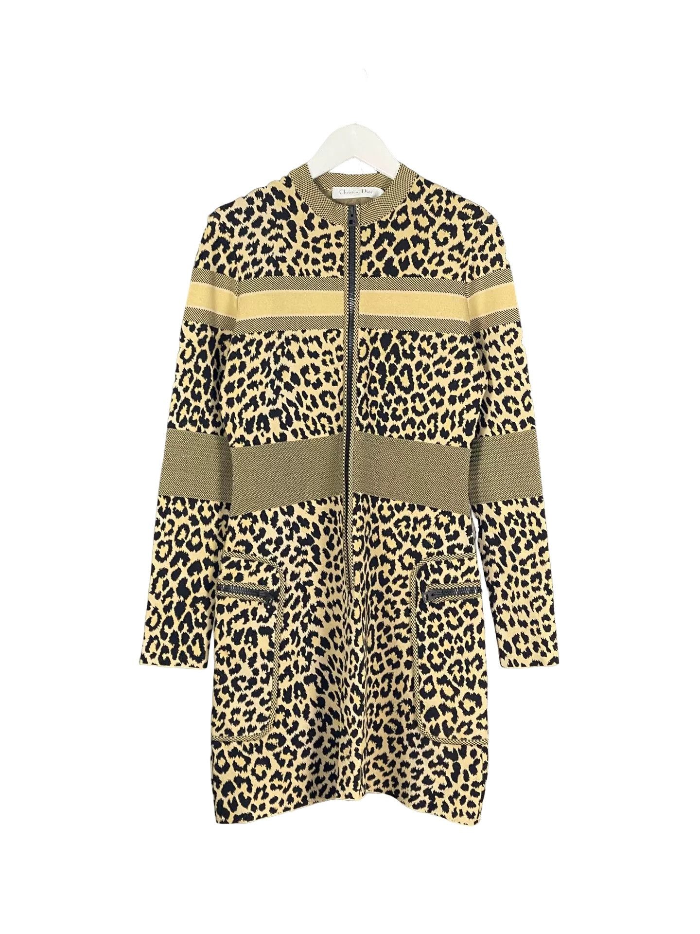 Dior Dior Leopard Zip-Up Knit Dress Size 38 Size S / US 4 / IT 40 - 1 Thumbnail