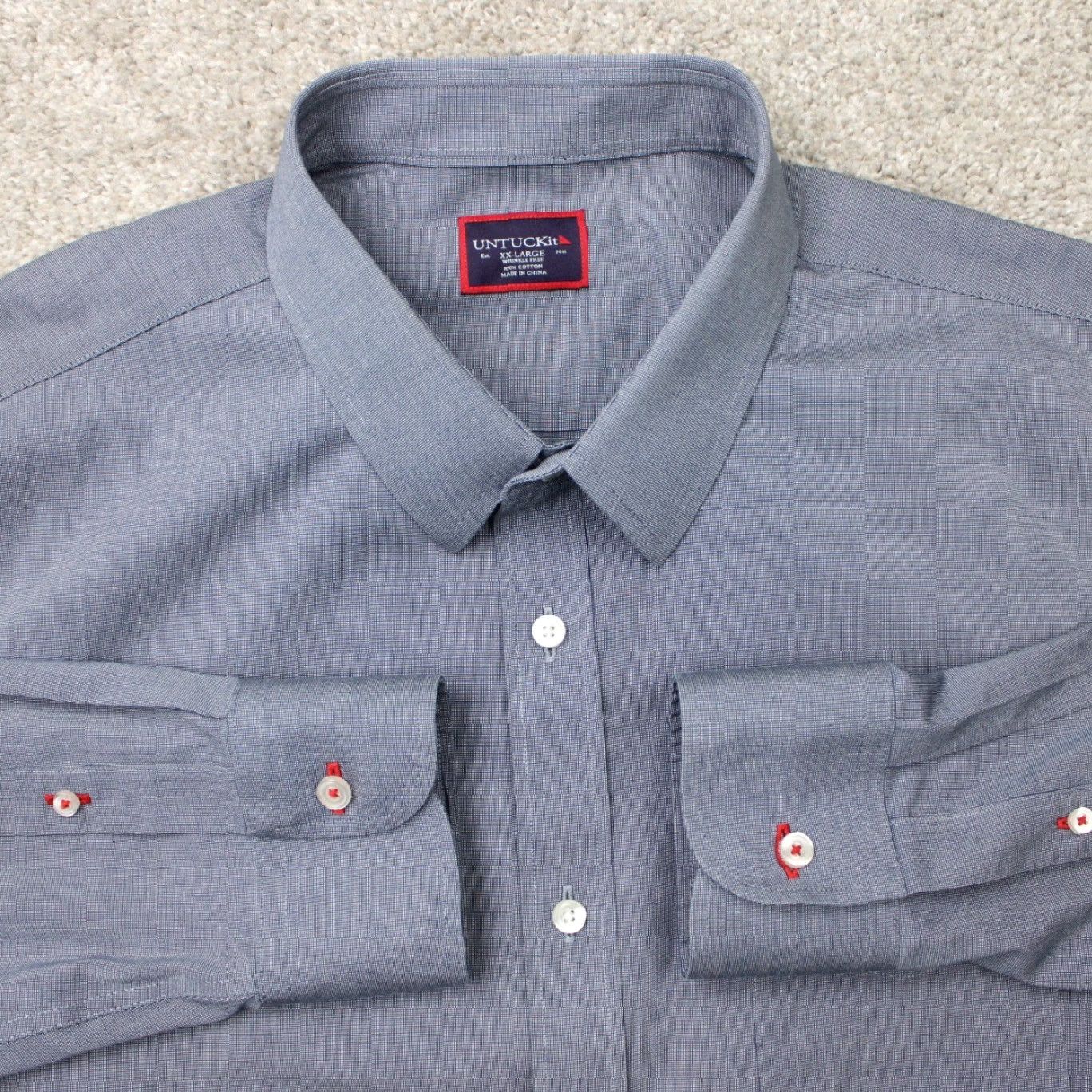 UNTUCKit UNTUCKit Shirt Mens 2XL Blue Button-Up Long Sleeve Cotton Wrinkle-Resistant Size US XXL / EU 58 / 5 - 2 Thumbnail