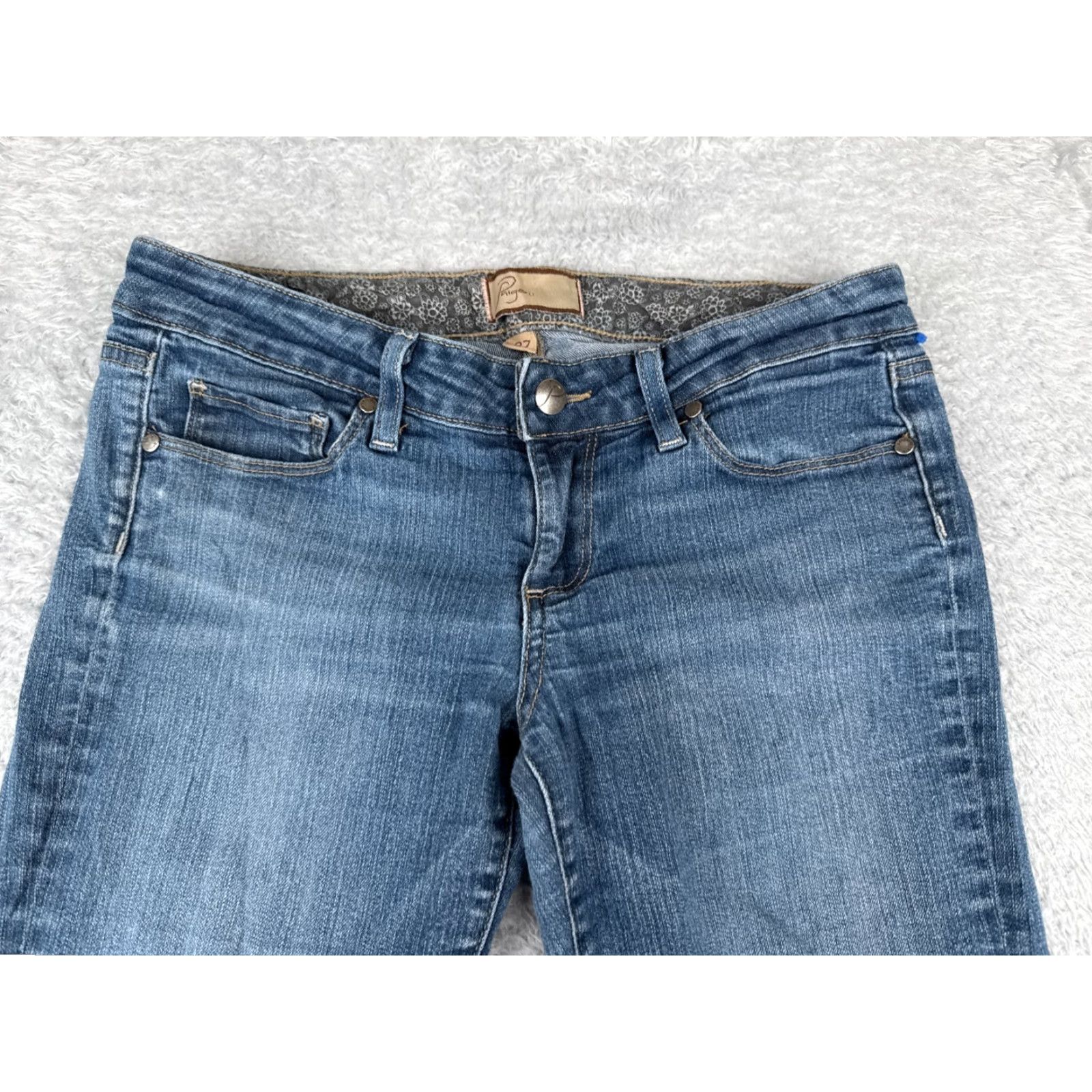 Anthropologie VINTAGE Anthropologie Paige Bootcut Jeans Women 27 Blue Denim Slim Fit 29x29 Size 27" / US 4 / IT 40 - 4 Thumbnail