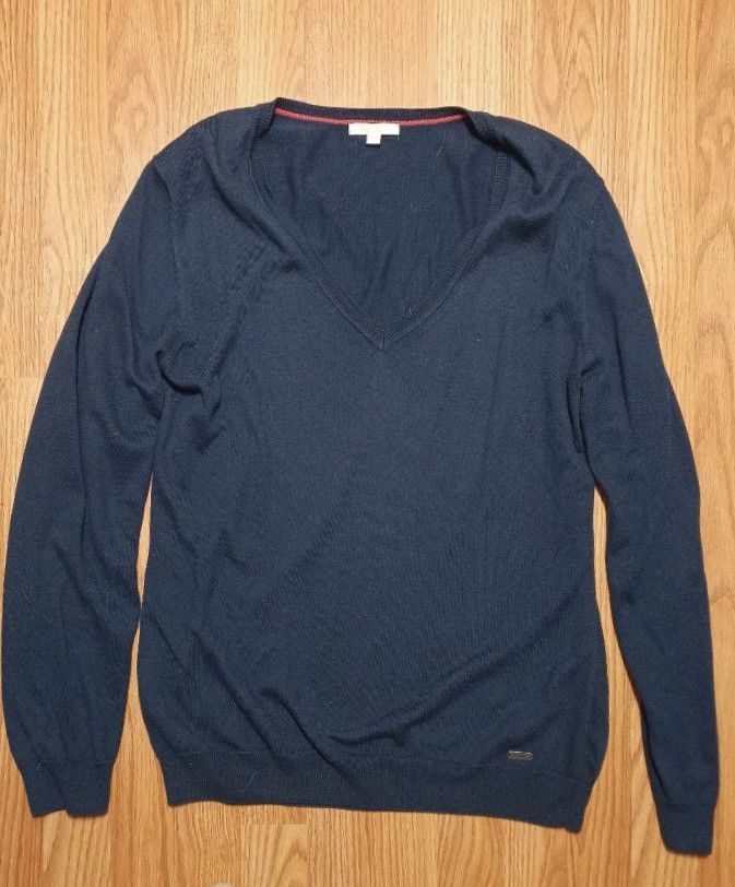 Barbour BARBOUR Blue Cotton Cashmere V Neck Jumper UK 16/ L Size US L / EU 52-54 / 3 - 5 Thumbnail