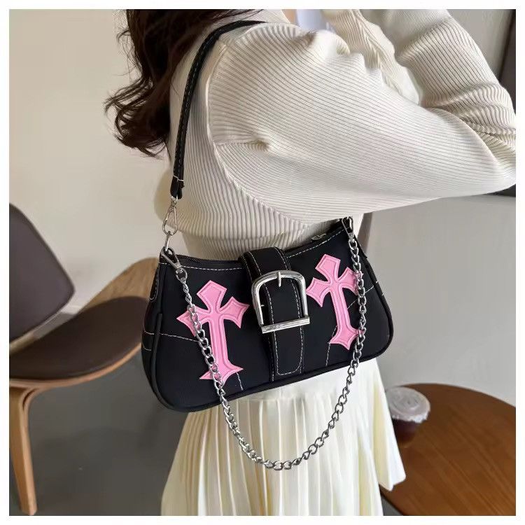 Other Y2K Embroidered Shoulder Bag – Lock Detail Casual Crossbody Size ONE SIZE - 1 Thumbnail